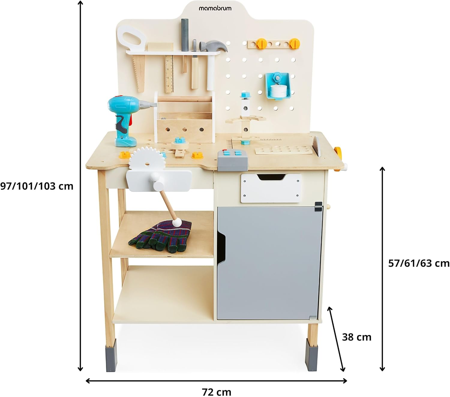 mamabrum Grande Banco da Lavoro in Legno per Bambini - immagine 8