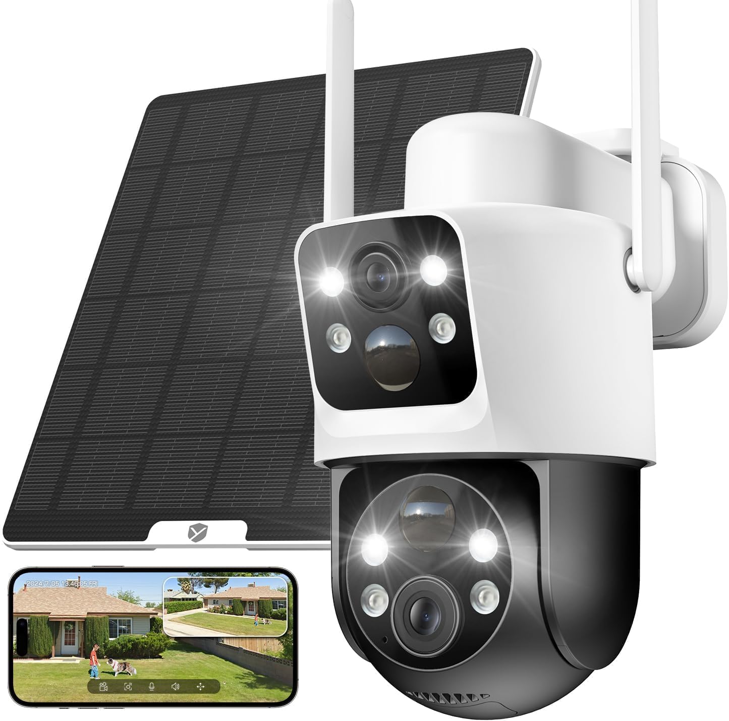 Yeskano 2K Telecamera Wi-Fi Esterno Doppio Obiettivo