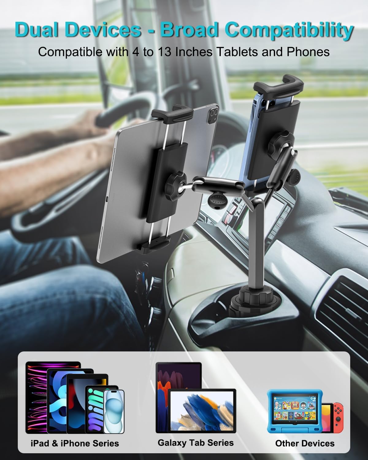 Dosvsi Supporto Tablet per Portabicchiere Auto - immagine 3