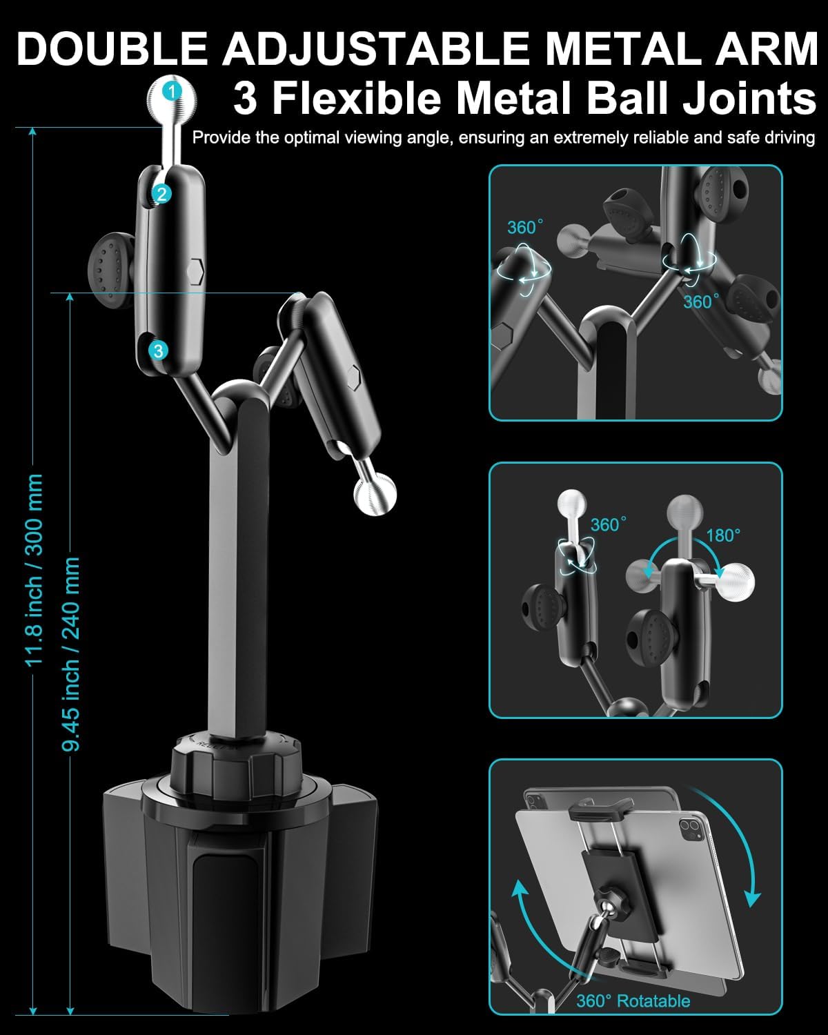 Dosvsi Supporto Tablet per Portabicchiere Auto - immagine 5