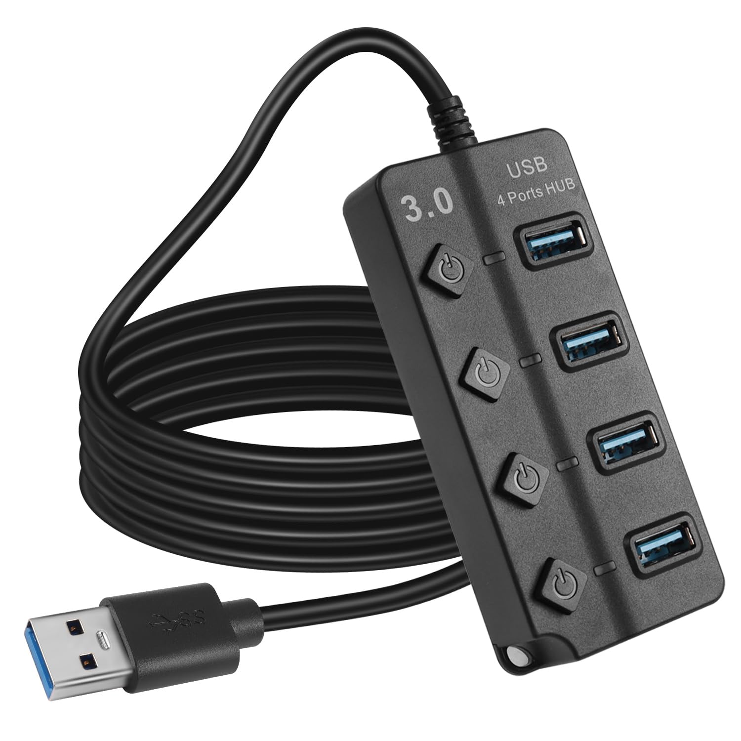 Hub USB 3.0 a 4 Porte 30cm con Interruttori LED