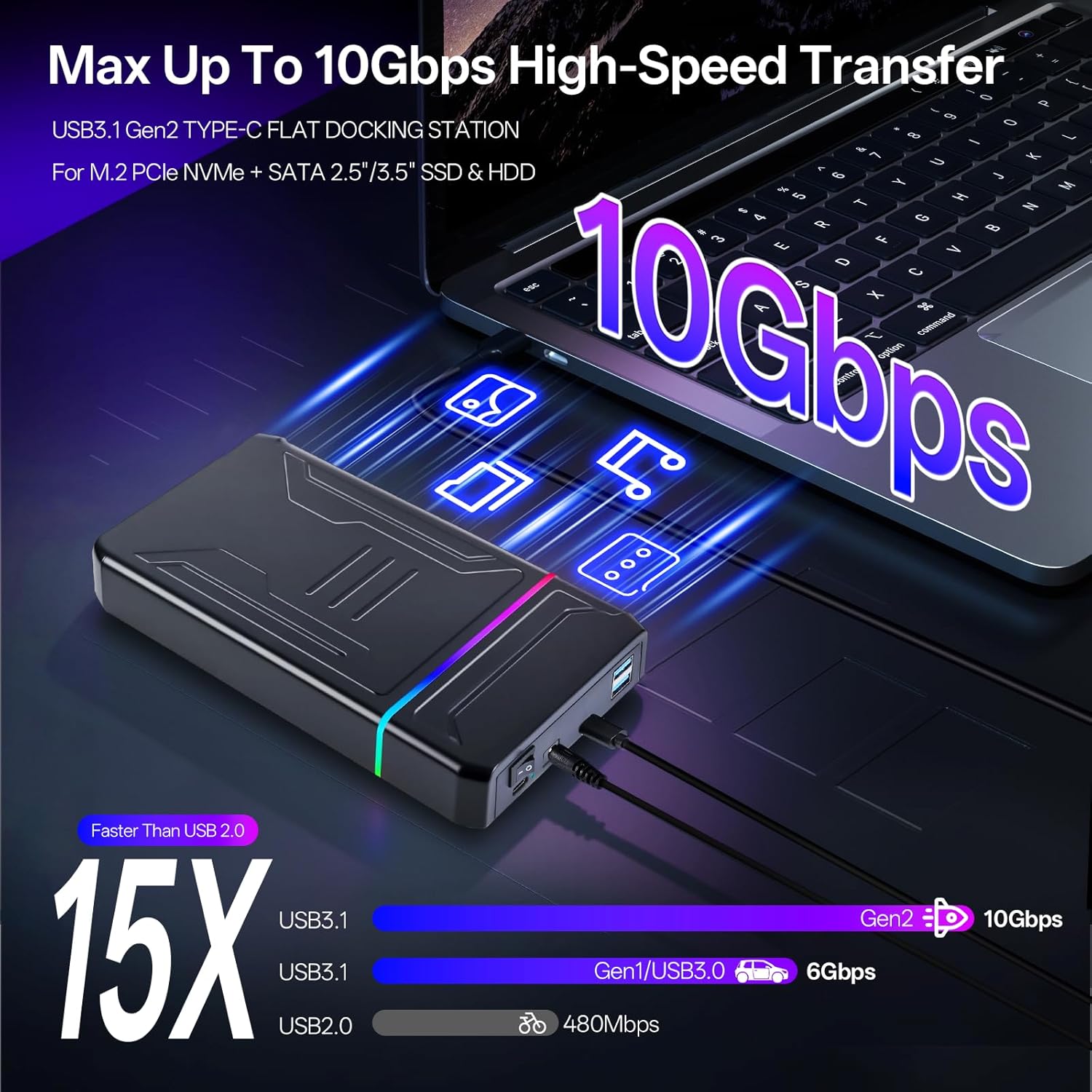 Docking Station 10Gbps per M.2 NVMe e SATA SSD/HDD - immagine 2
