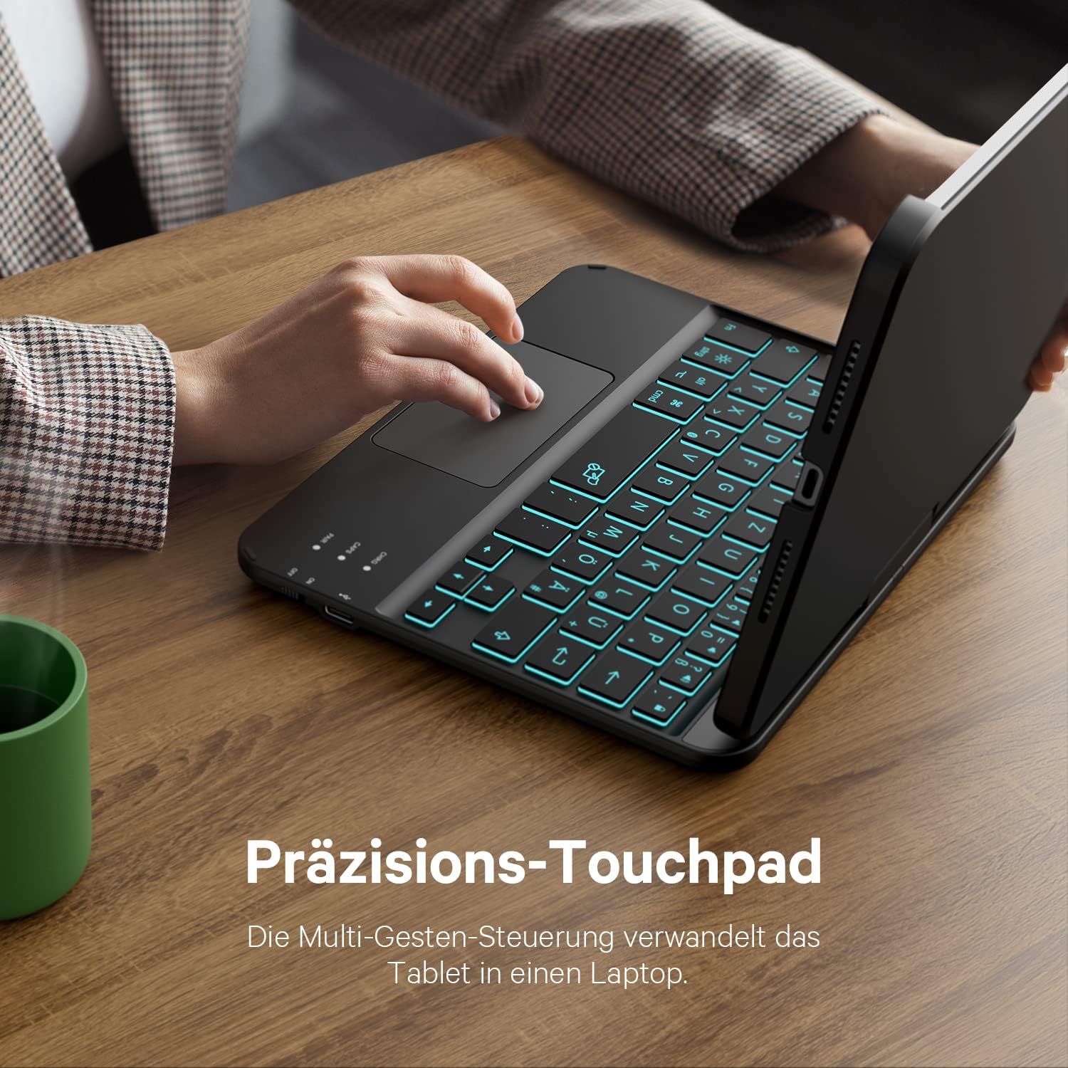 Earto Custodia Tastiera per iPad Mini 7/6 Gen 8,3" QWERTZ, Nero - immagine 3