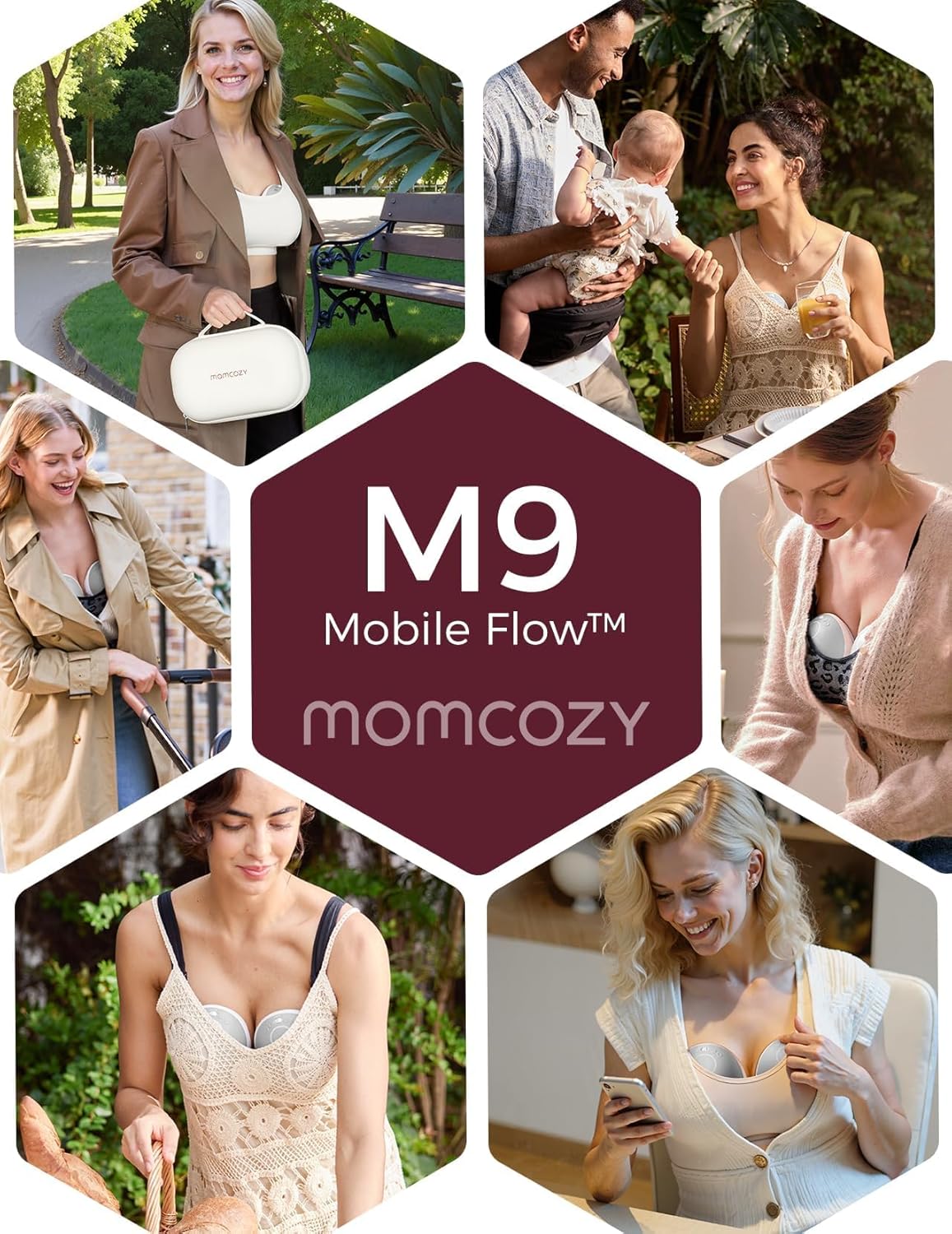 Momcozy Tiralatte Elettrico M9 a Mani Libere, Rosso - immagine 8