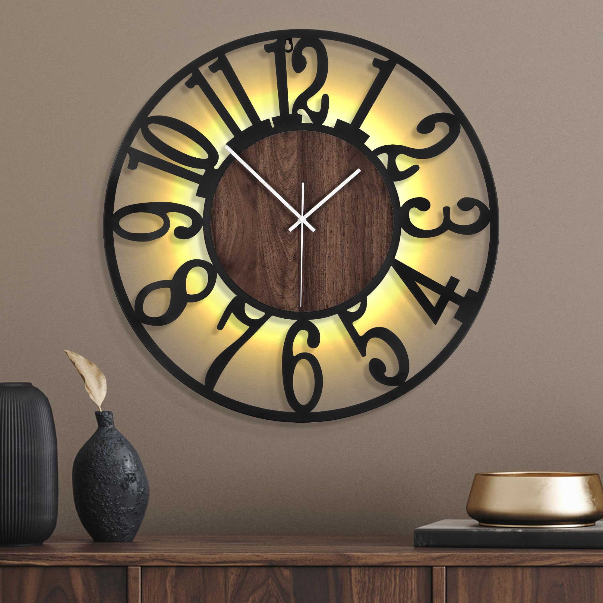 Orologio da Parete Grande 60cm con Luce Notturna a Batteria