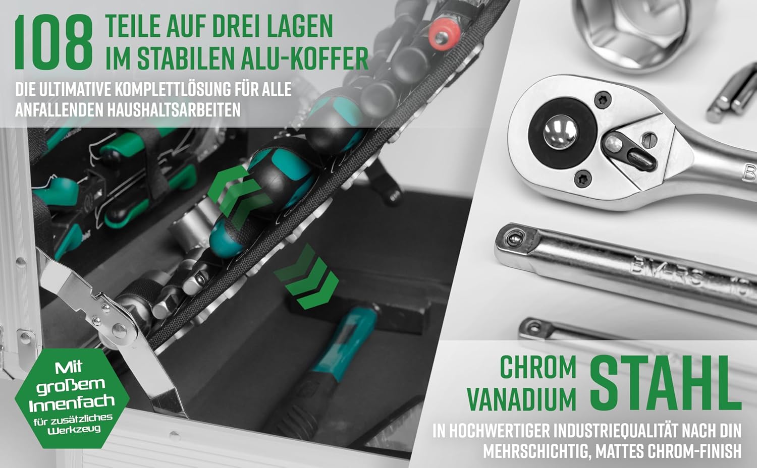 Mannesmann M29075 Valigetta Attrezzi Alluminio 108 pz - immagine 2