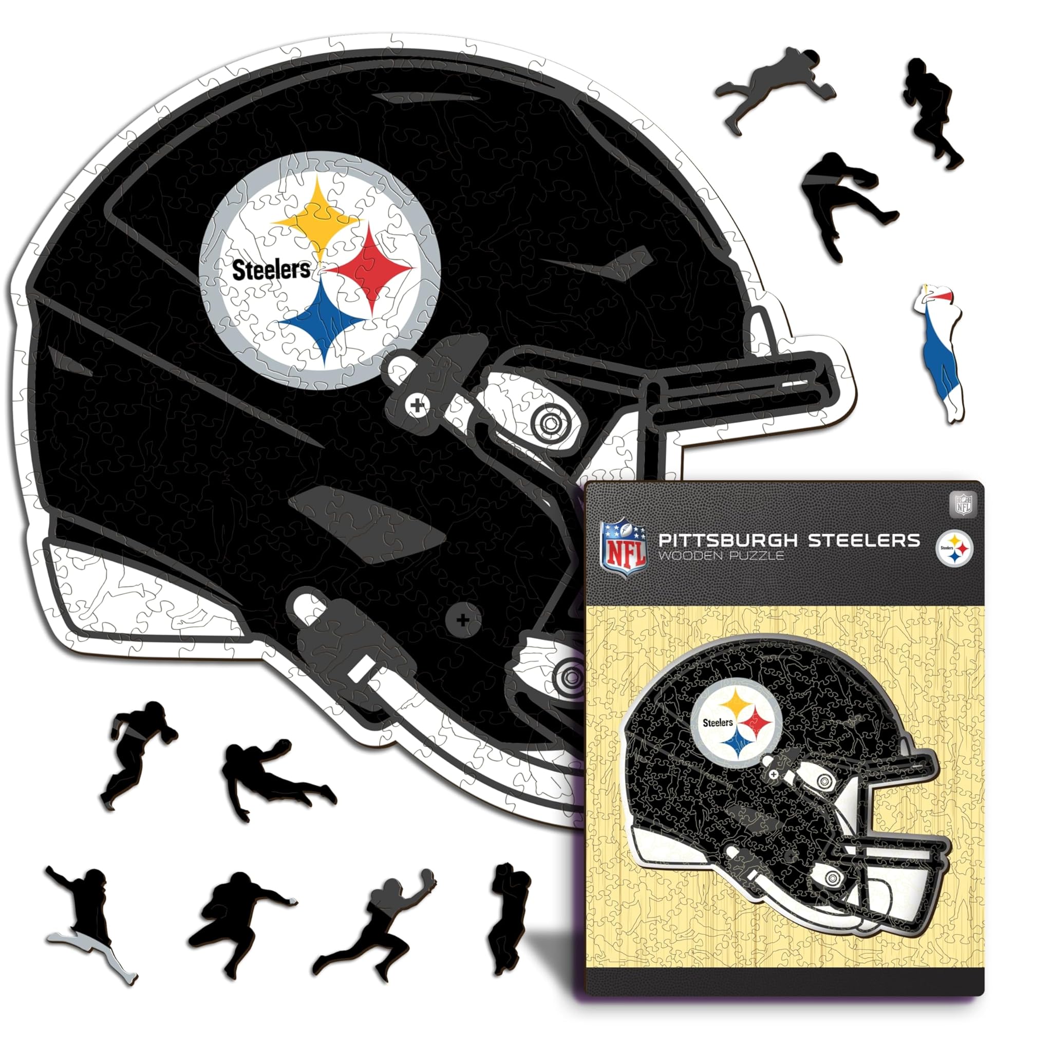 Iconic Puzzles-Puzzle in Legno 100% sostenibile con Licenza Ufficiale, Colore Pittsburgh Steelers, L, 500 Pcs