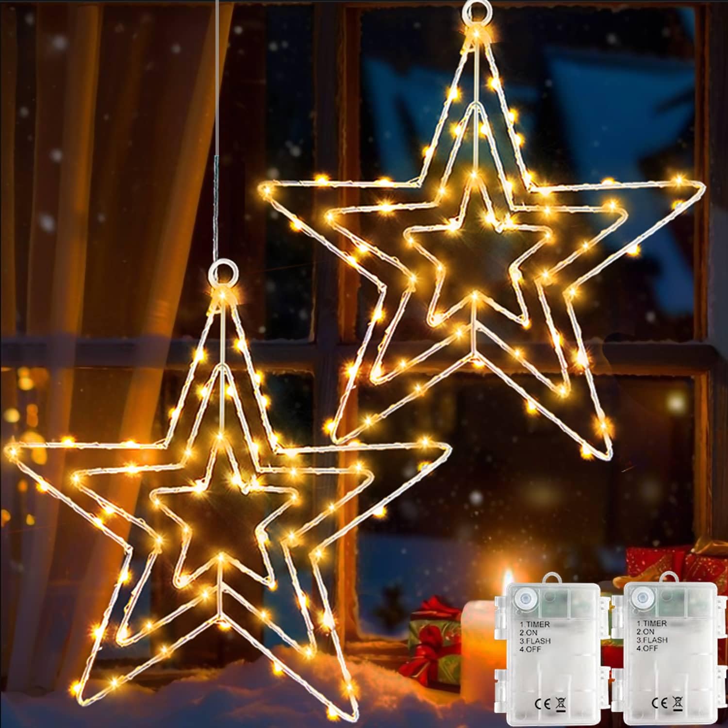 Redefun Stella di Natale Luminosa a Batteria (2 Pezzi)