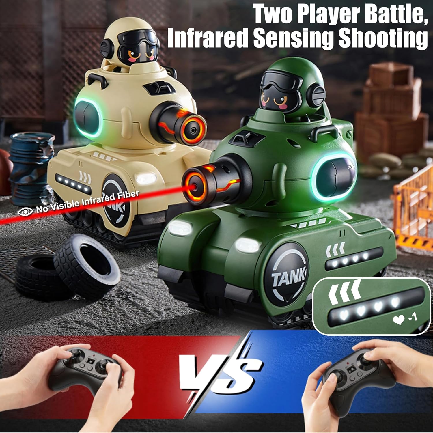 OBEST 2 Pezzi Auto Combattimento RC 2.4GHz con Luci e Musica - immagine 2