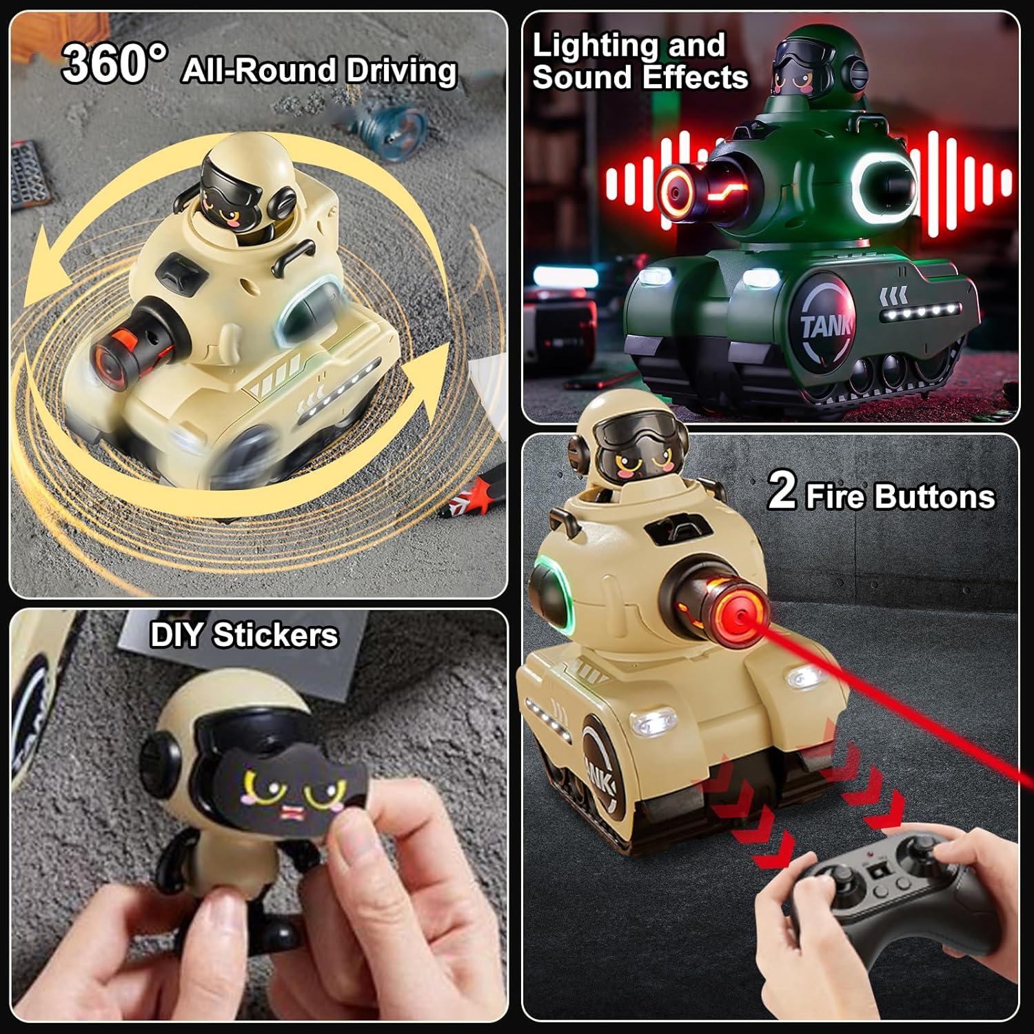 OBEST 2 Pezzi Auto Combattimento RC 2.4GHz con Luci e Musica - immagine 3