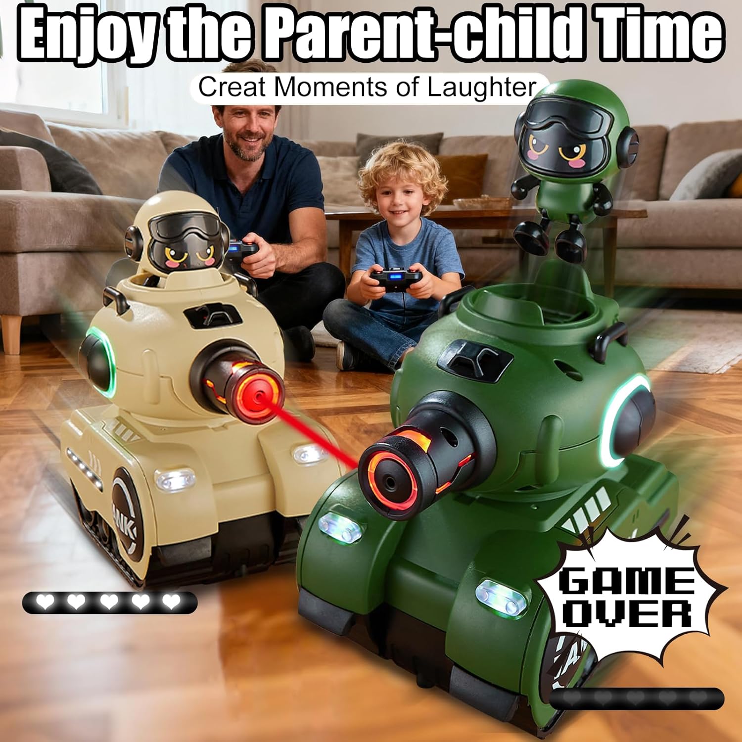 OBEST 2 Pezzi Auto Combattimento RC 2.4GHz con Luci e Musica - immagine 5