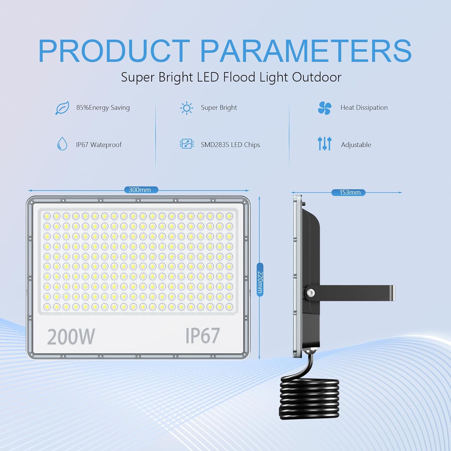 Faretto LED da Esterno 200W - 20000LM (2 Pezzi) - immagine 3