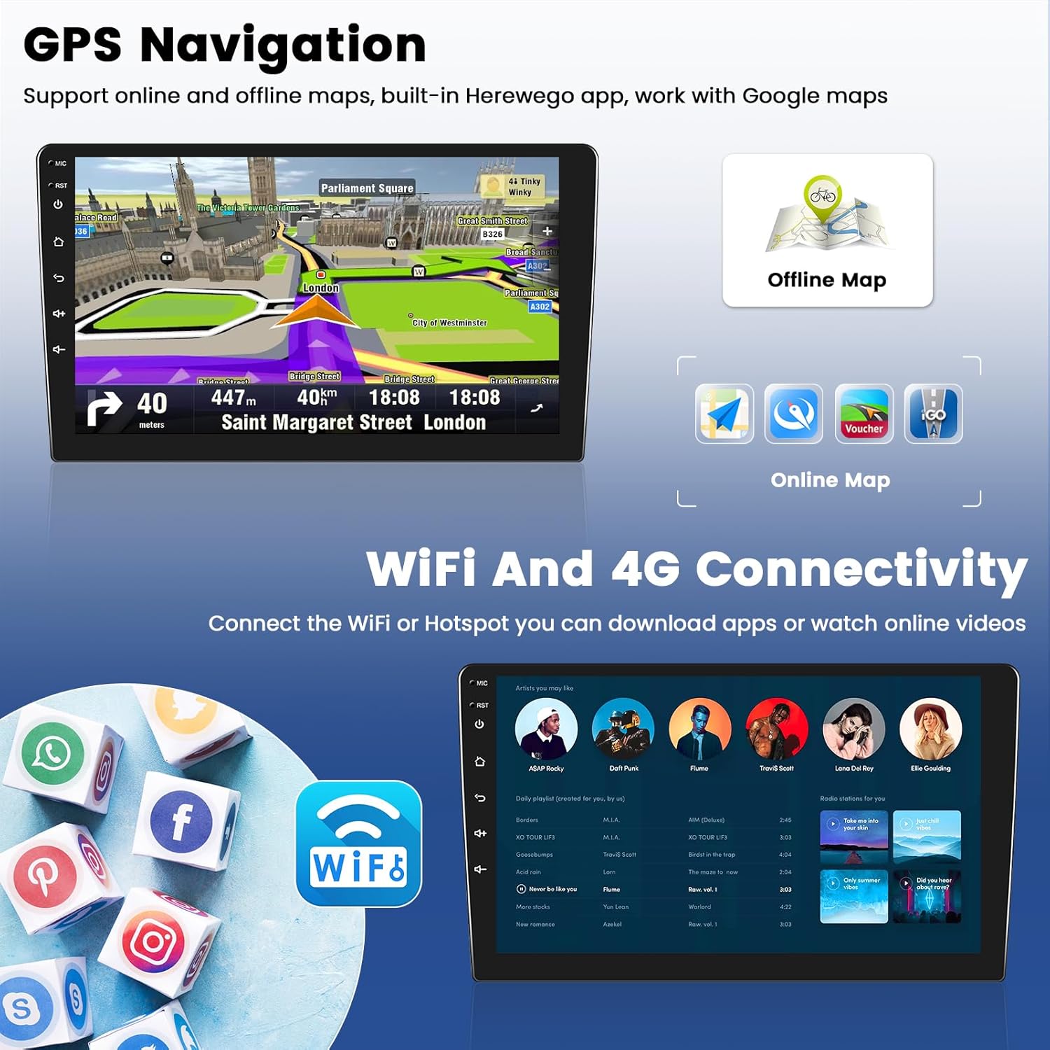 Hikity Autoradio 9" Android Wireless CarPlay per BMW E46 - immagine 4