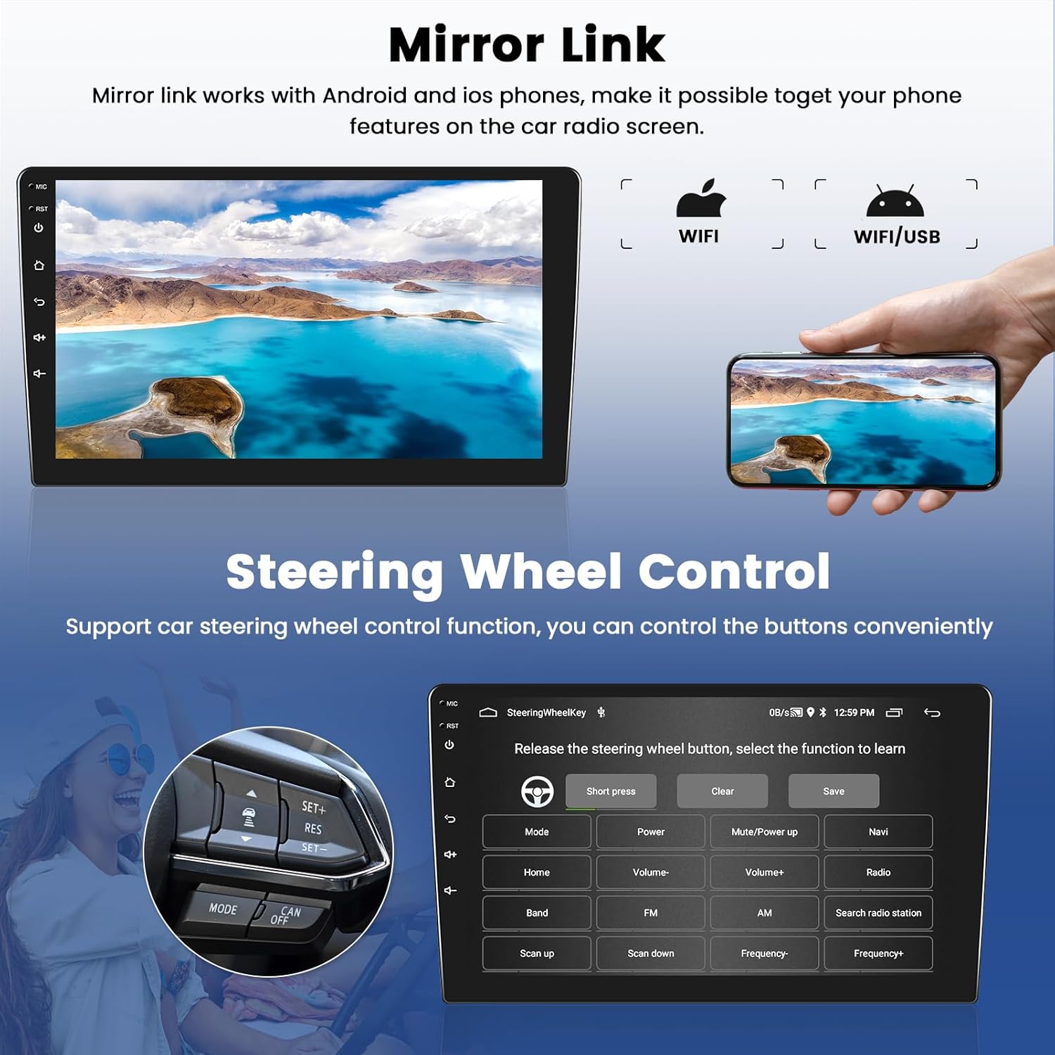 Hikity Autoradio 9" Android Wireless CarPlay per BMW E46 - immagine 5