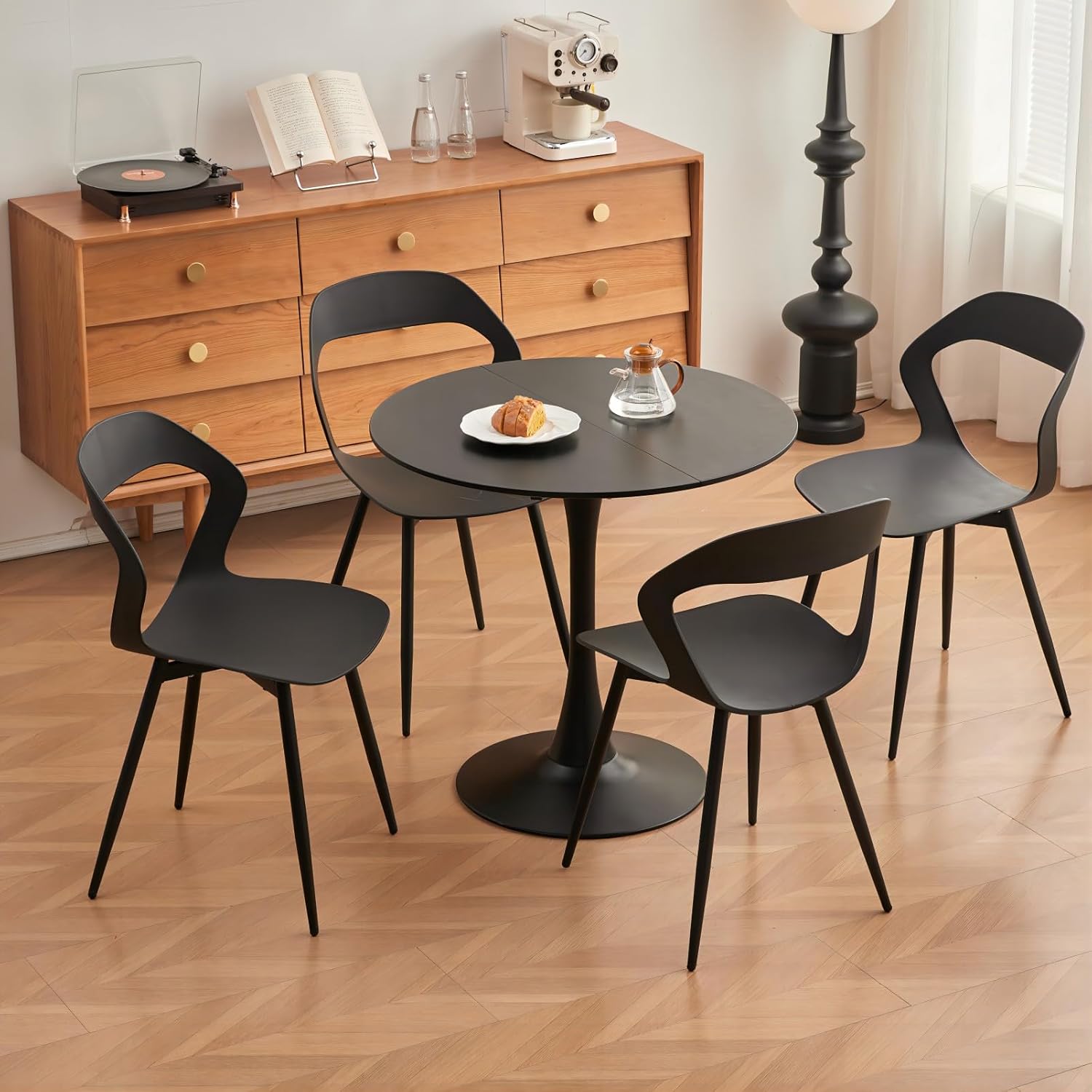 Grandca Home Tavolo da Pranzo Rotondo 80 cm, Nero - immagine 7