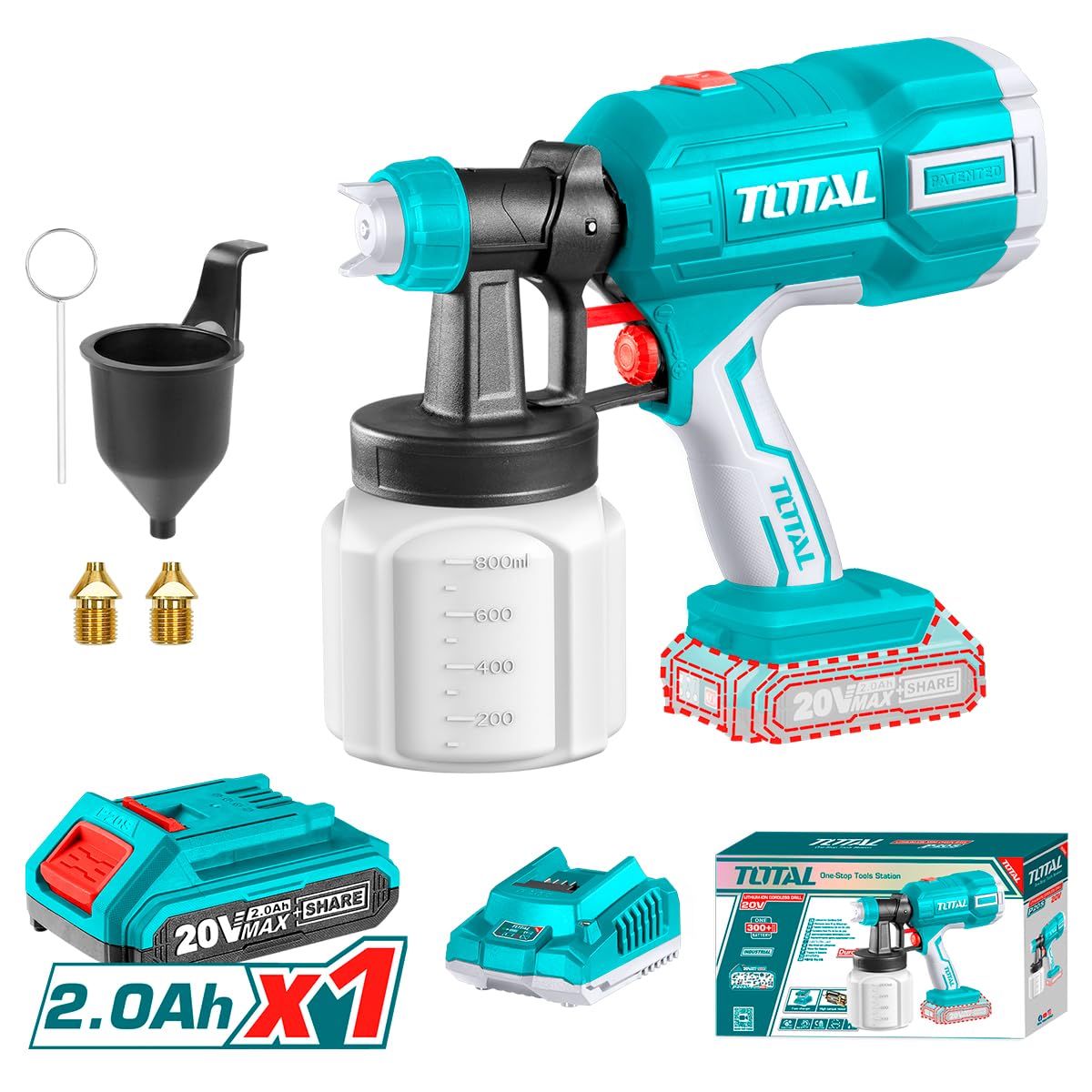 Total Pistola per Verniciare a Batteria 20V 800 ml/min