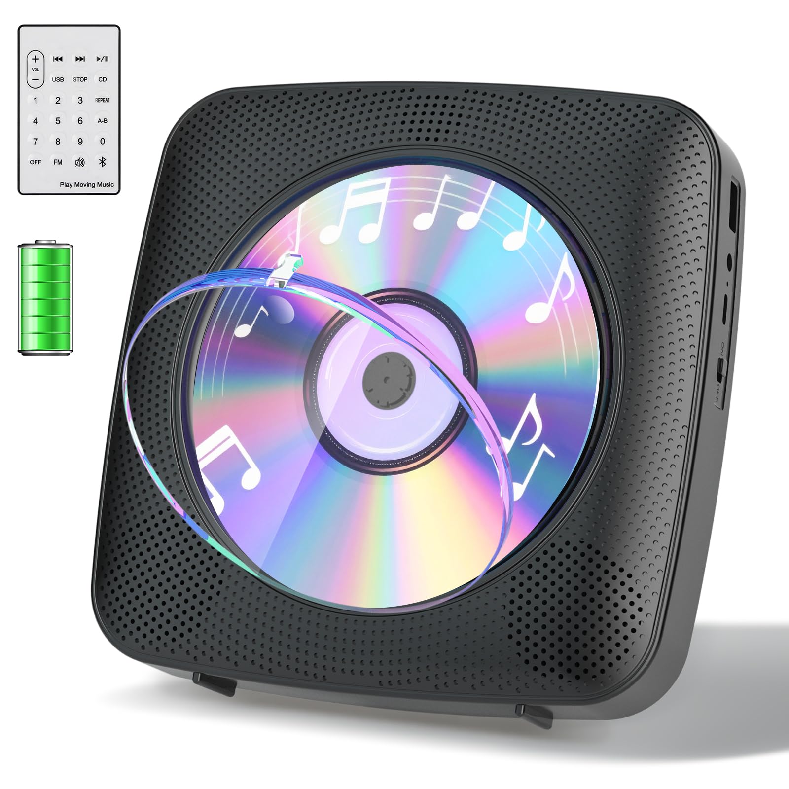 Gueray Lettore CD Portatile Bluetooth 1800mAh, Nero