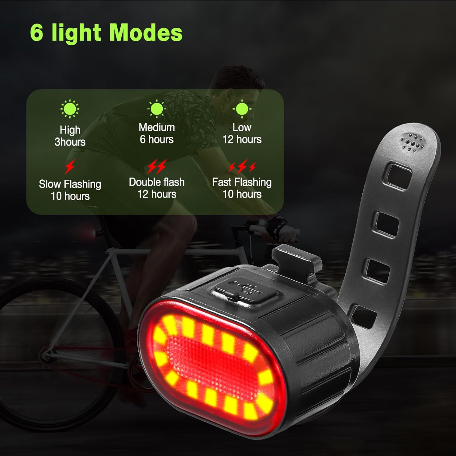 Oderra Luci Bicicletta LED Anteriore e Posteriore USB - immagine 5