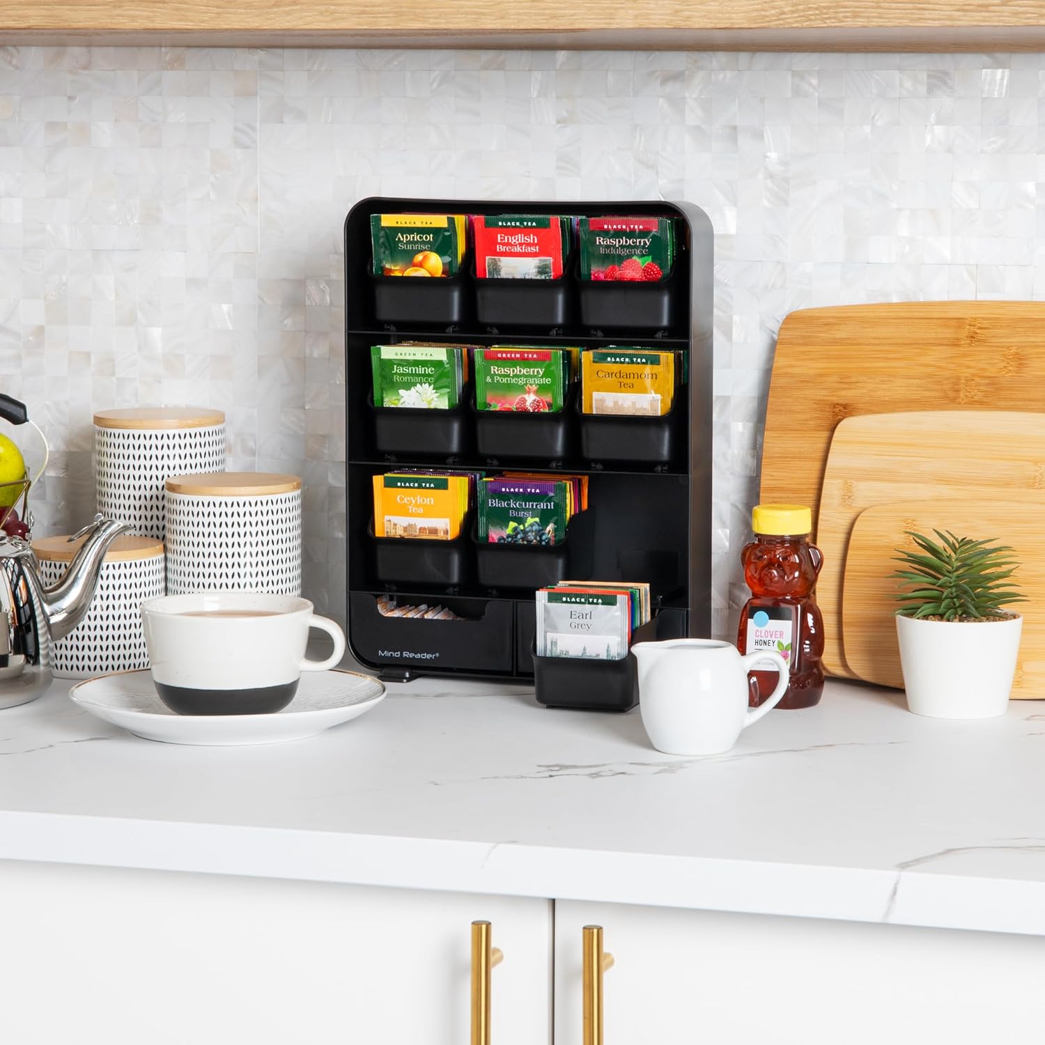 Mind Reader Anchor Collection - Organizer Tè 11 Cassetti, Nero - immagine 2