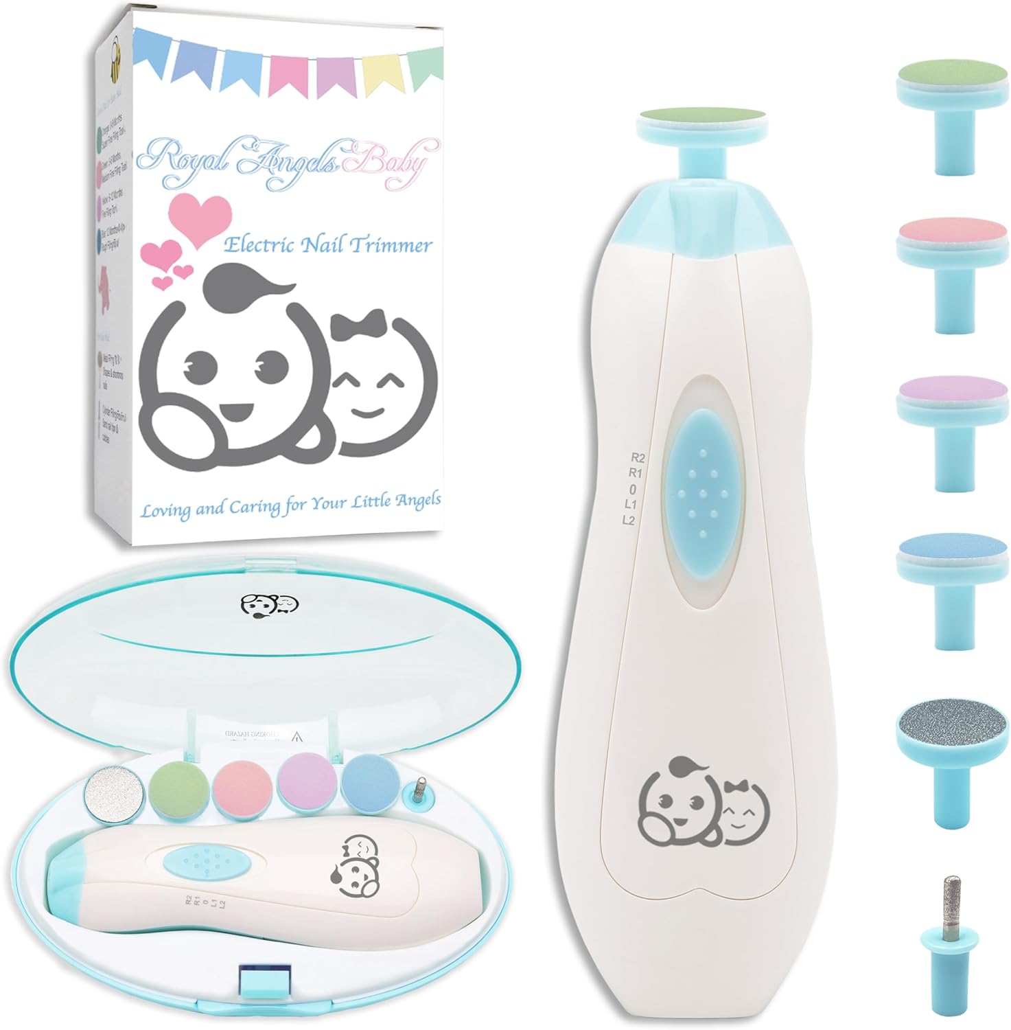 ROYAL ANGELS Tagliaunghie Elettrica 6 in 1 per Bambini, Azzurro - immagine 1