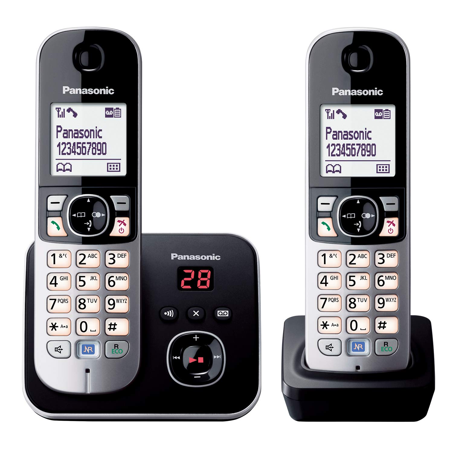 Panasonic KX-TG6822GB - Telefono Cordless DECT, Nero