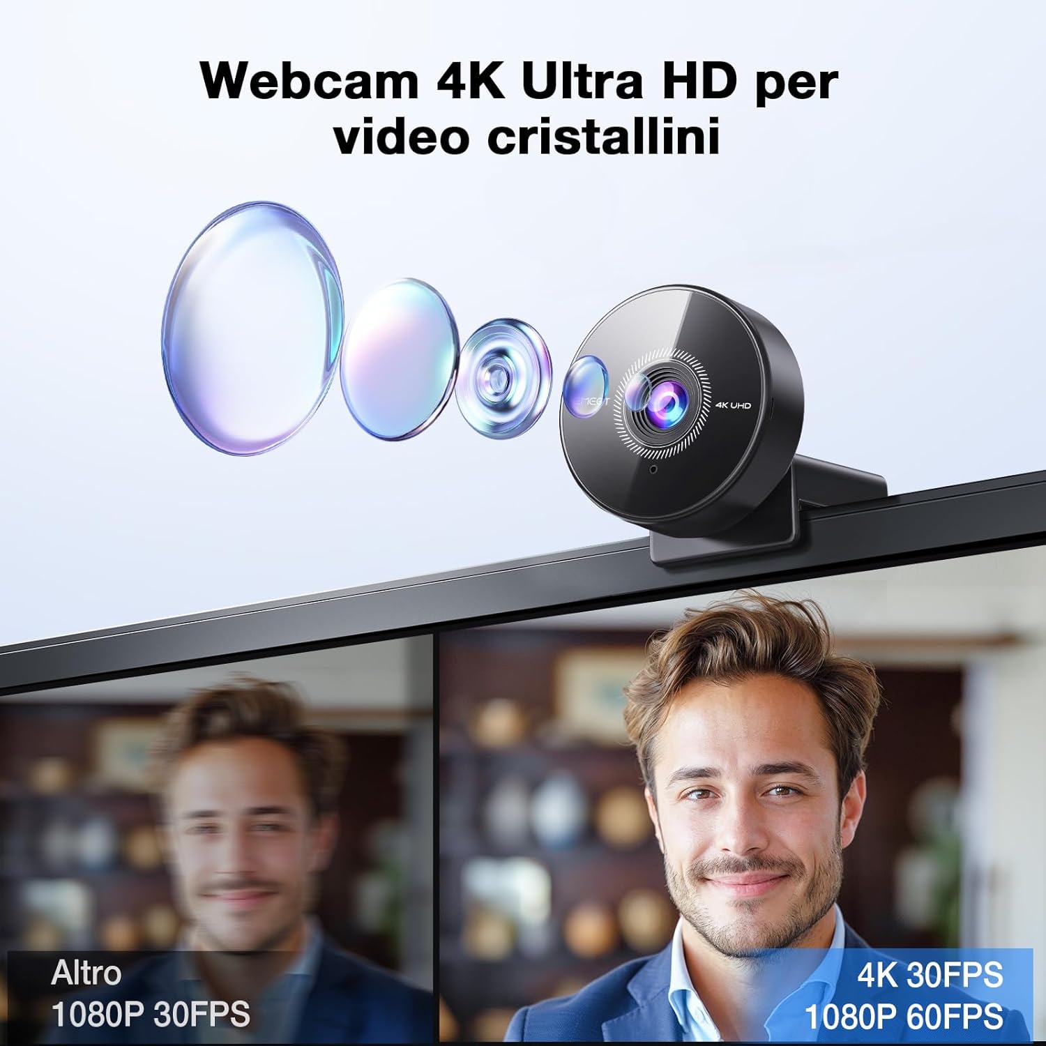 Emeet C950 4K Webcam PC con Messa a Fuoco Automatica - immagine 4