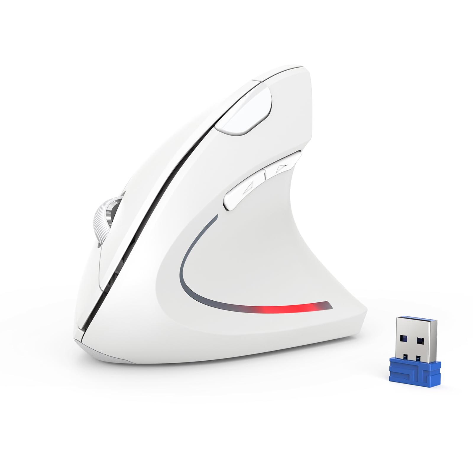 Tecknet Mouse Verticale Wireless Ergonomico 4800 DPI, Bianco