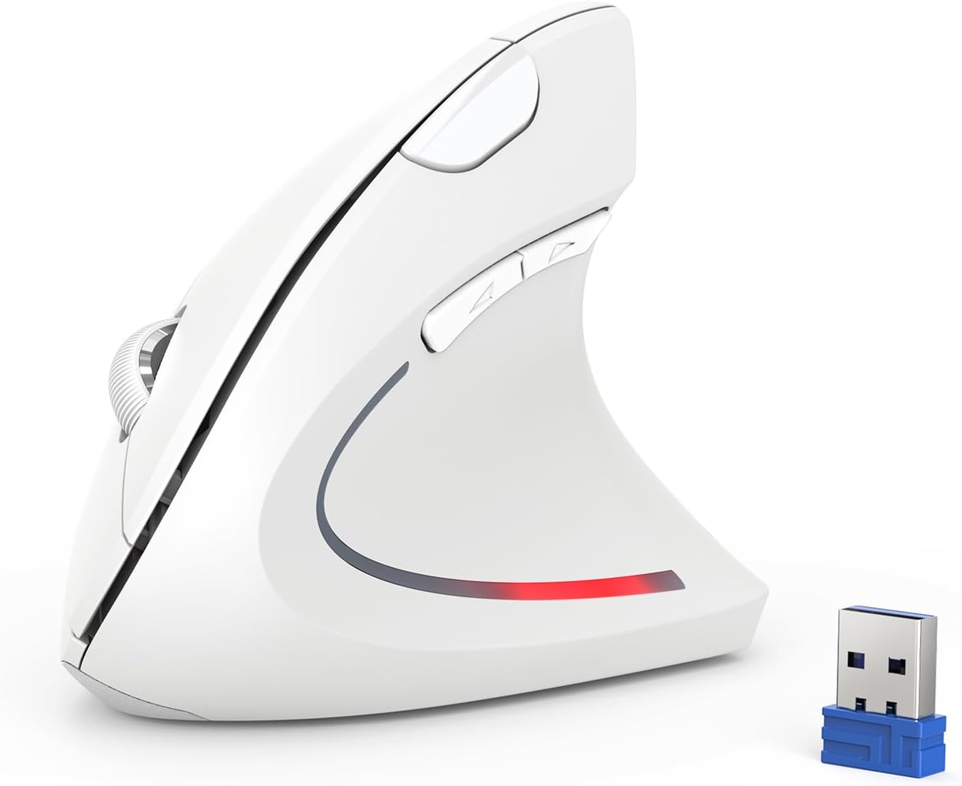 Tecknet Mouse Verticale Wireless Ergonomico 4800 DPI, Bianco - immagine 1