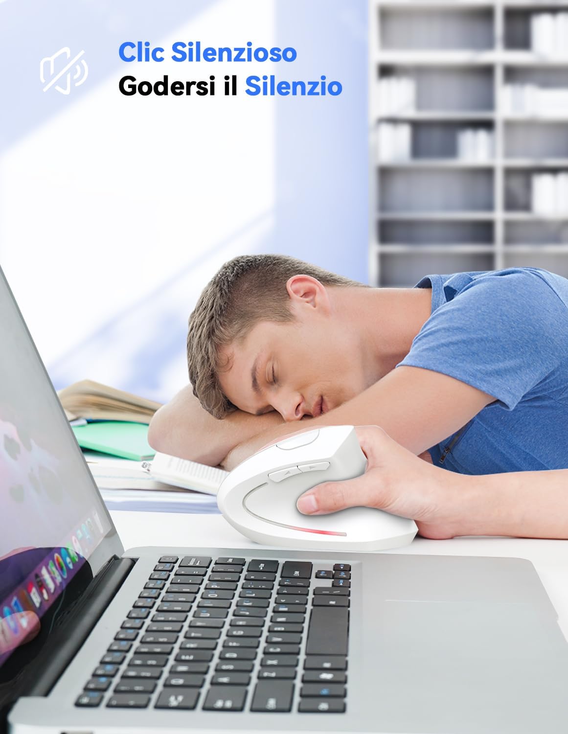 Tecknet Mouse Verticale Wireless Ergonomico 4800 DPI, Bianco - immagine 6