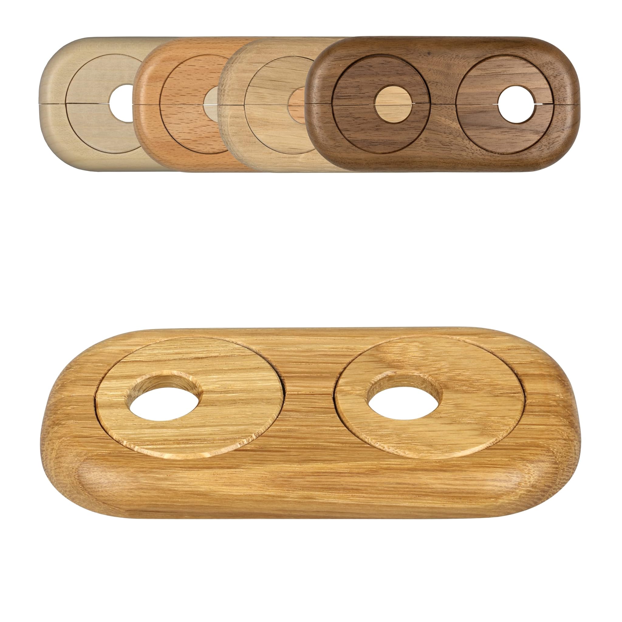 3 Rosette Doppie per Tubi Riscaldamento, Rovere 22mm