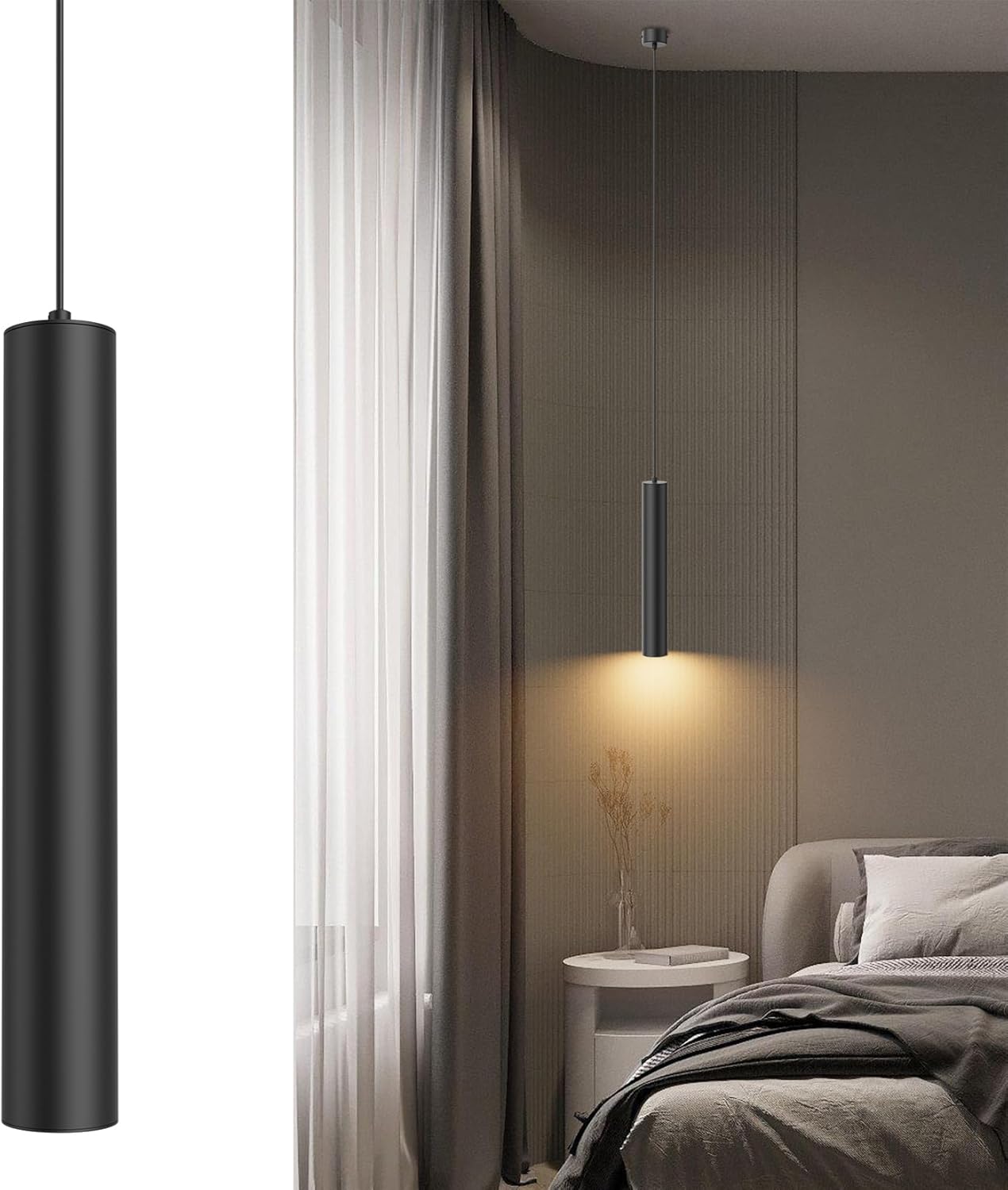 Klighten Lampada a Sospensione Cilindro GU10 50cm, Nera - immagine 1