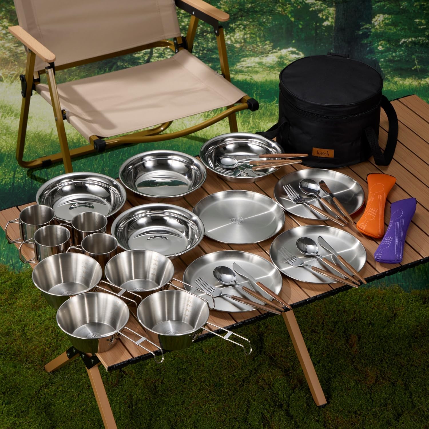 Set Stoviglie da Campeggio 31 Pezzi per 4 Persone - immagine 2