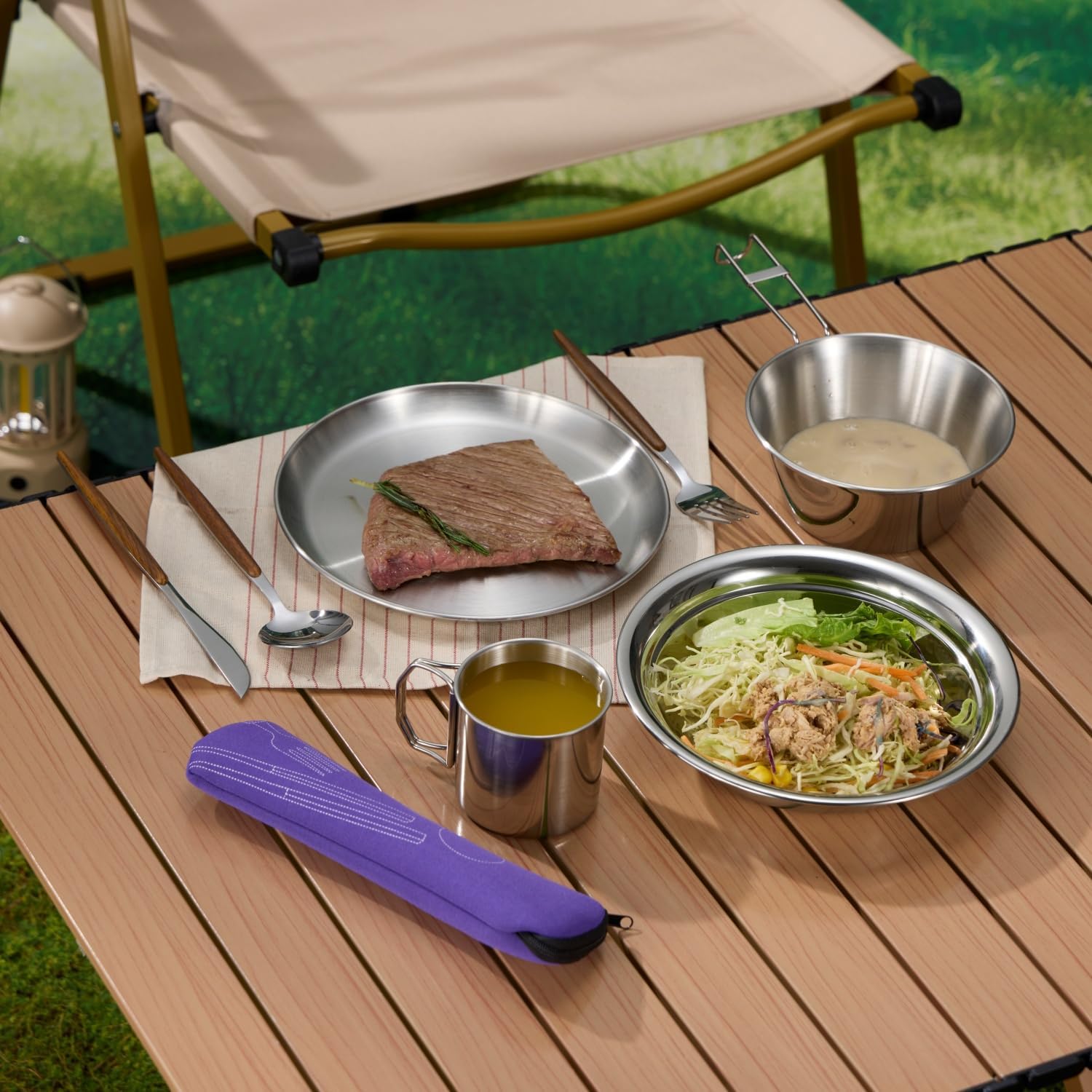 Set Stoviglie da Campeggio 31 Pezzi per 4 Persone - immagine 4