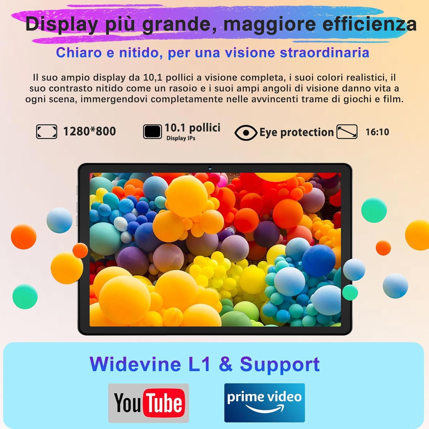 Tablet Android 10 Pollici 22GB RAM 128GB ROM, Grigio - immagine 6