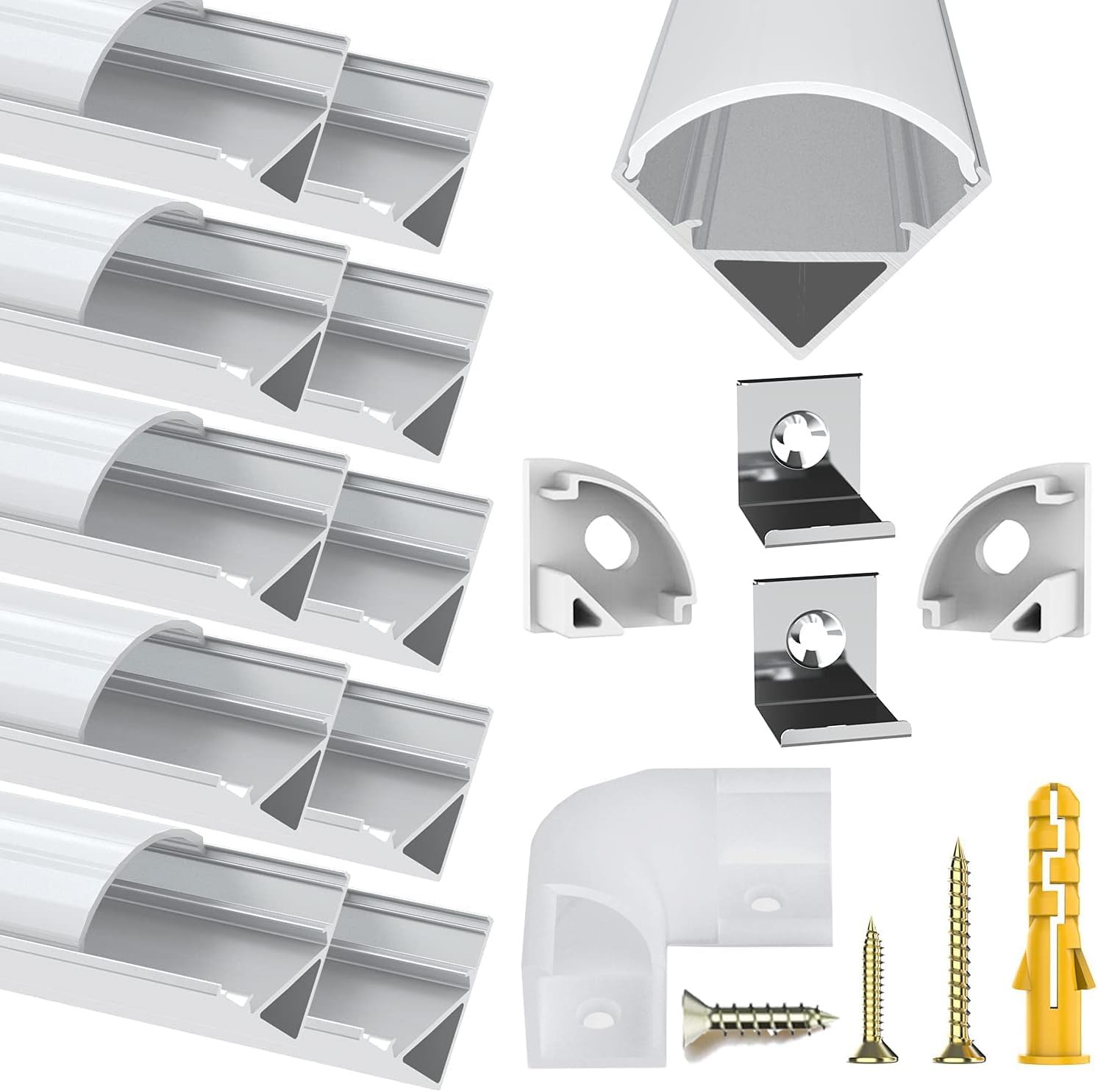 Profilo in Alluminio a V per Striscia LED (10 pezzi, 1M) - immagine 1