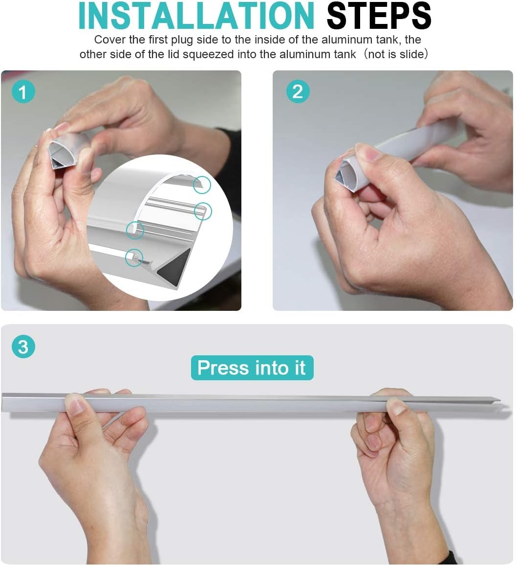 Profilo in Alluminio a V per Striscia LED (10 pezzi, 1M) - immagine 6