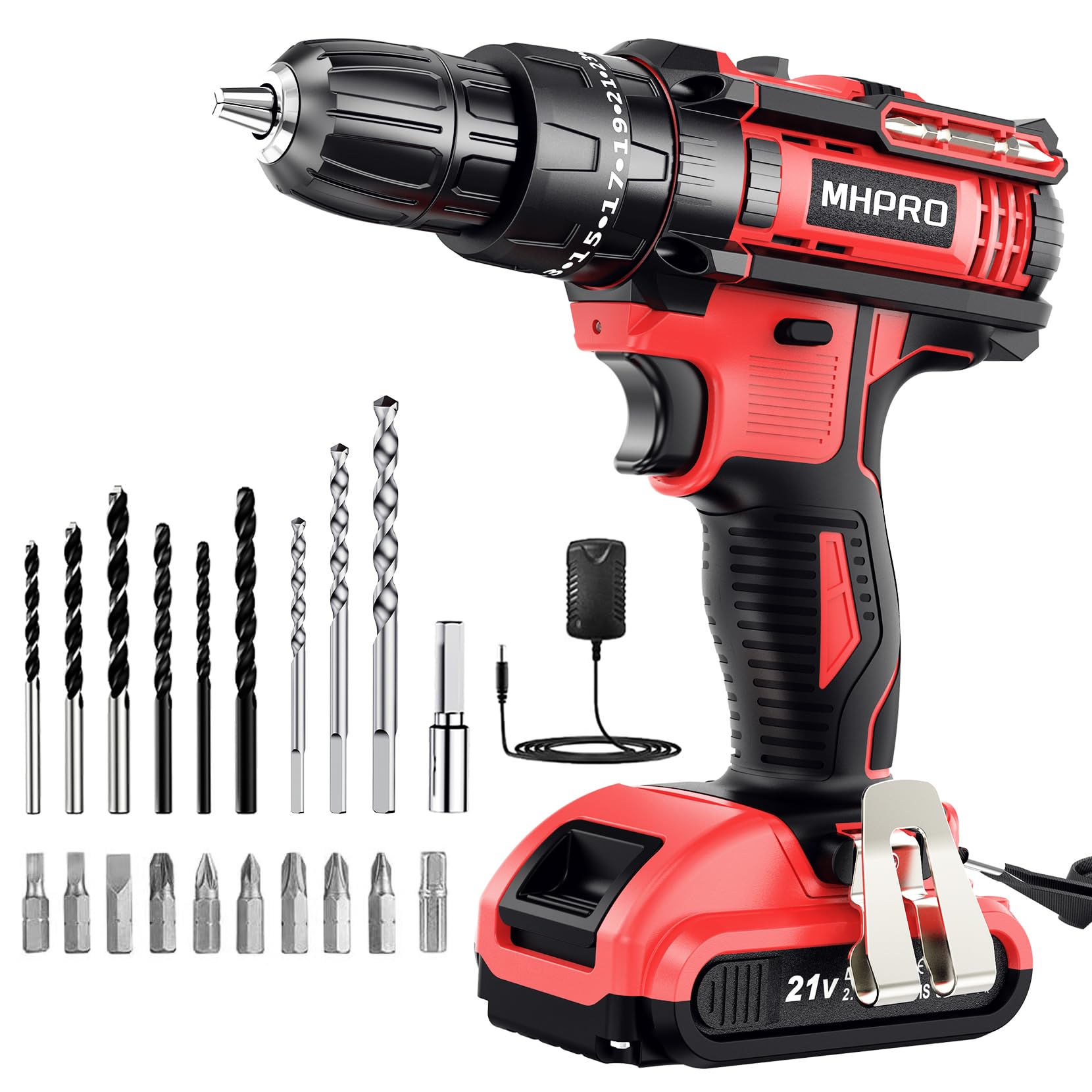 Trapano Avvitatore Batteria 21V 42Nm con 2 Batterie 2.0Ah