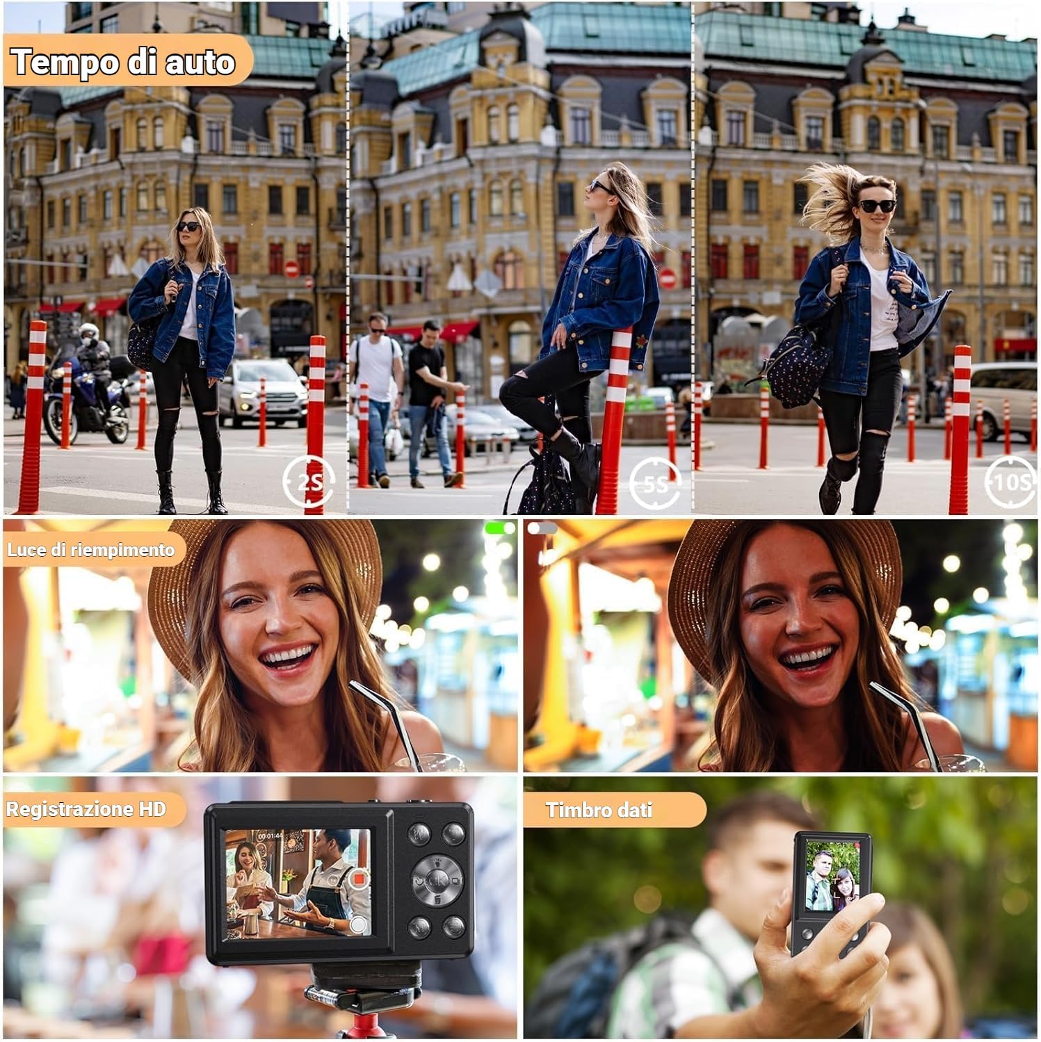 Fotocamera Digitale HD 4K 48MP con Doppio Schermo, Nera - immagine 3