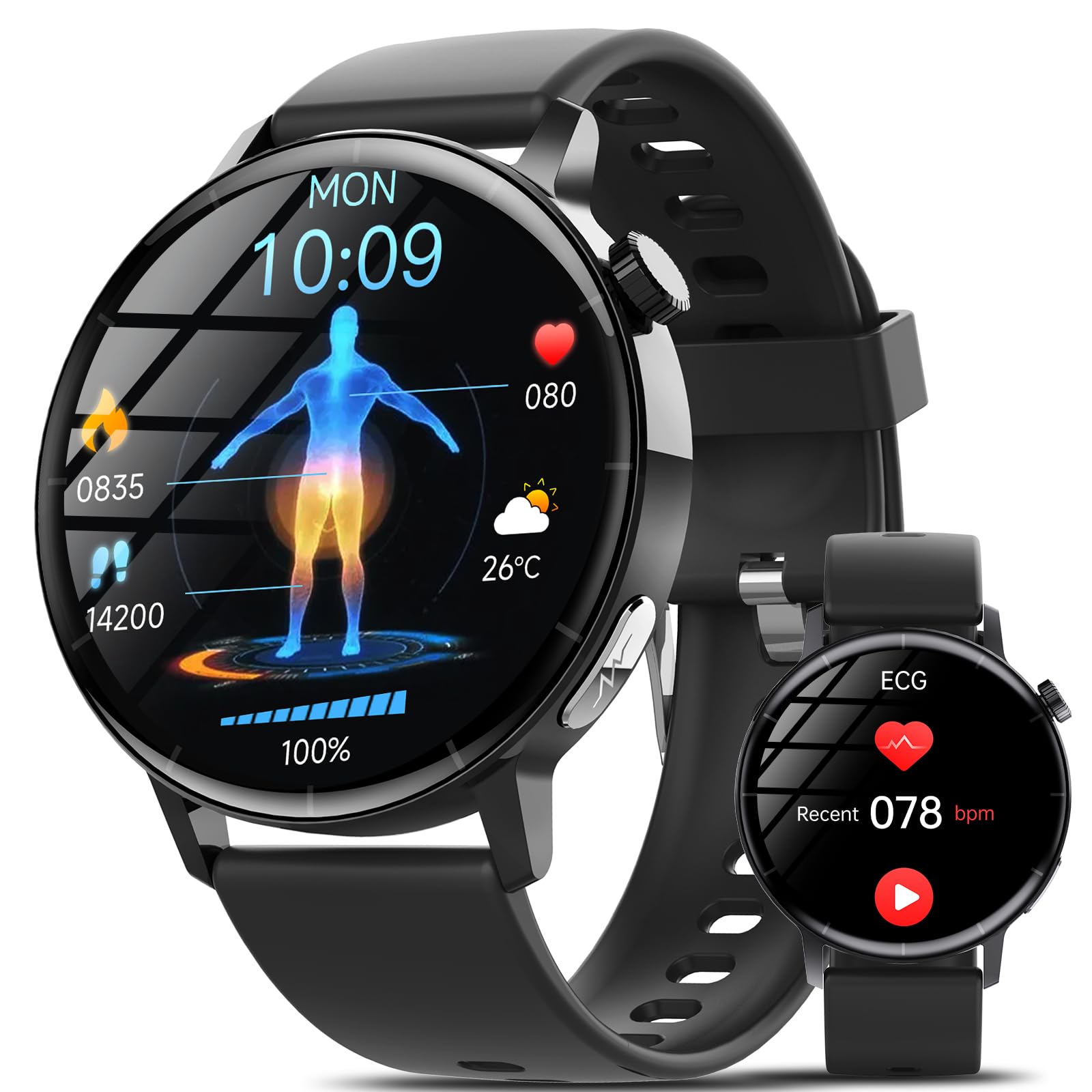 Yyky 2026 Smartwatch Uomo con ECG/HRV/BMI 1,41" HD