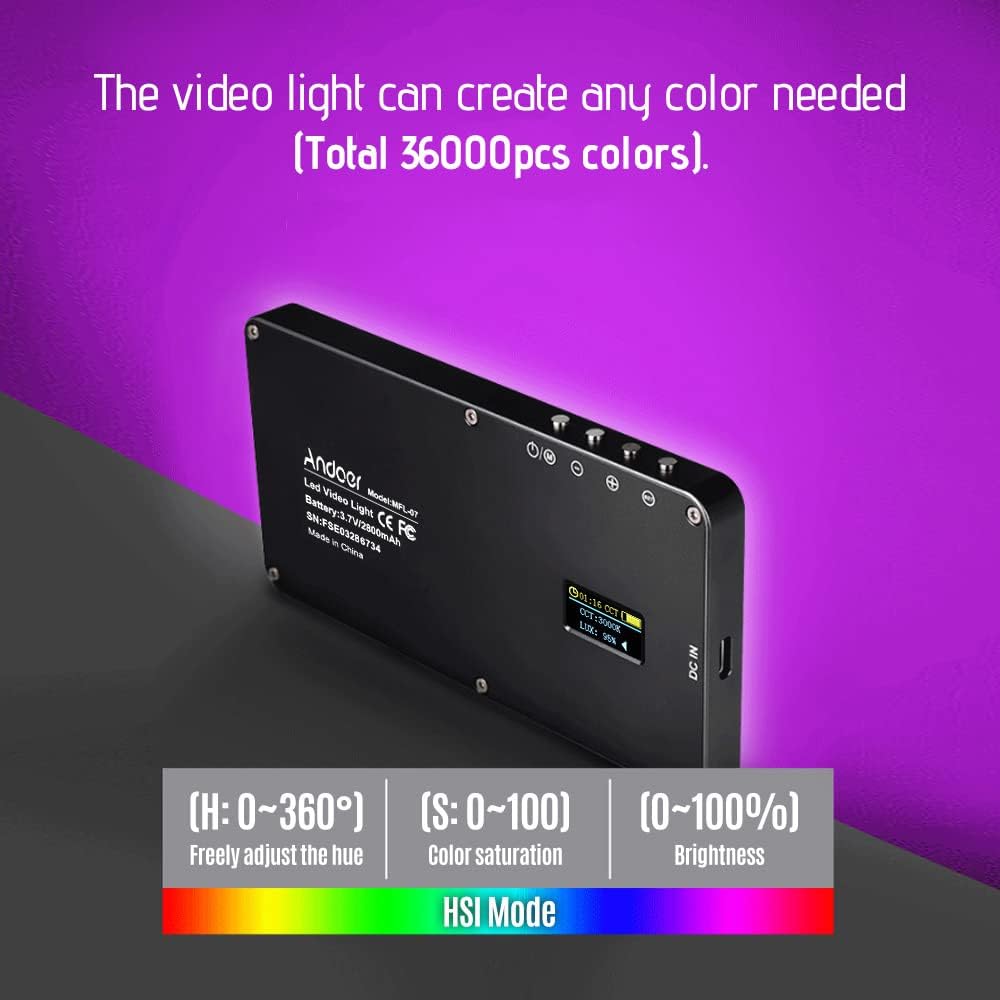 Andoer RGB LED Video Light Pannello Portatile - immagine 2