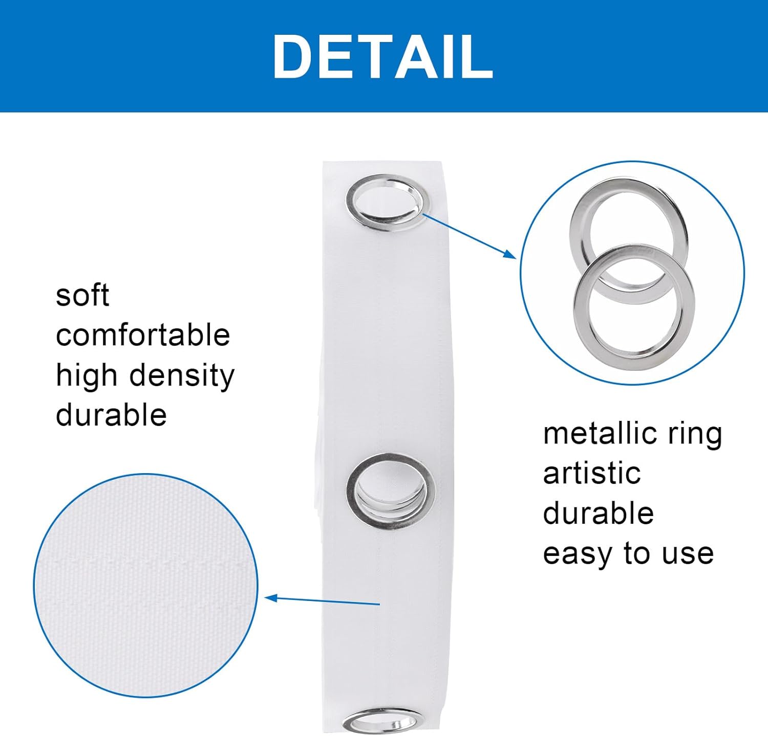 Increway Nastro per Tende 10m con Occhielli, Bianco - immagine 3