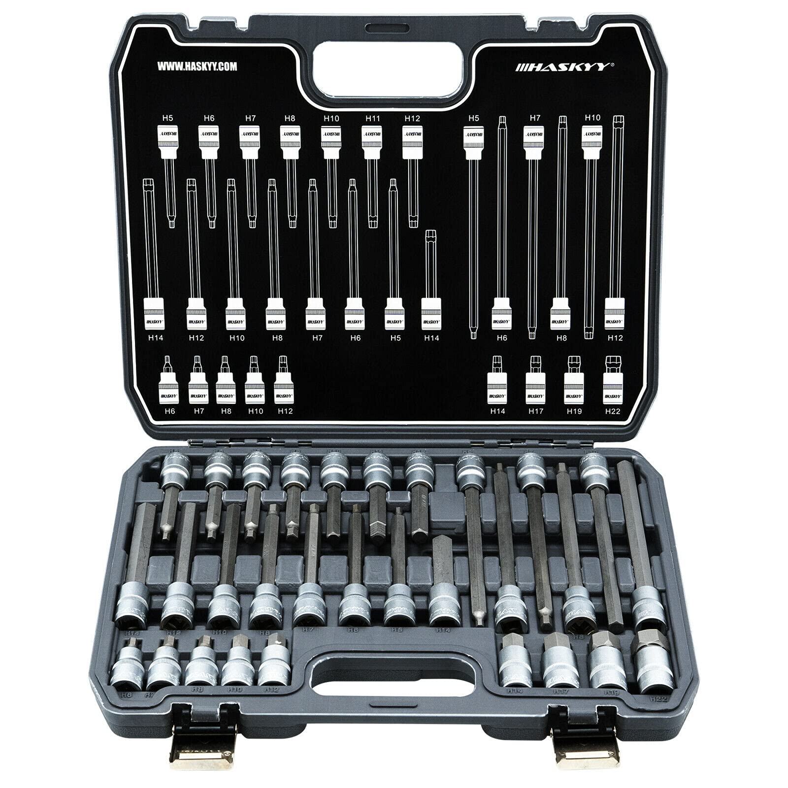 Set di chiavi a bussola esagonali H5-H22, 30 pezzi, per viti a brugola