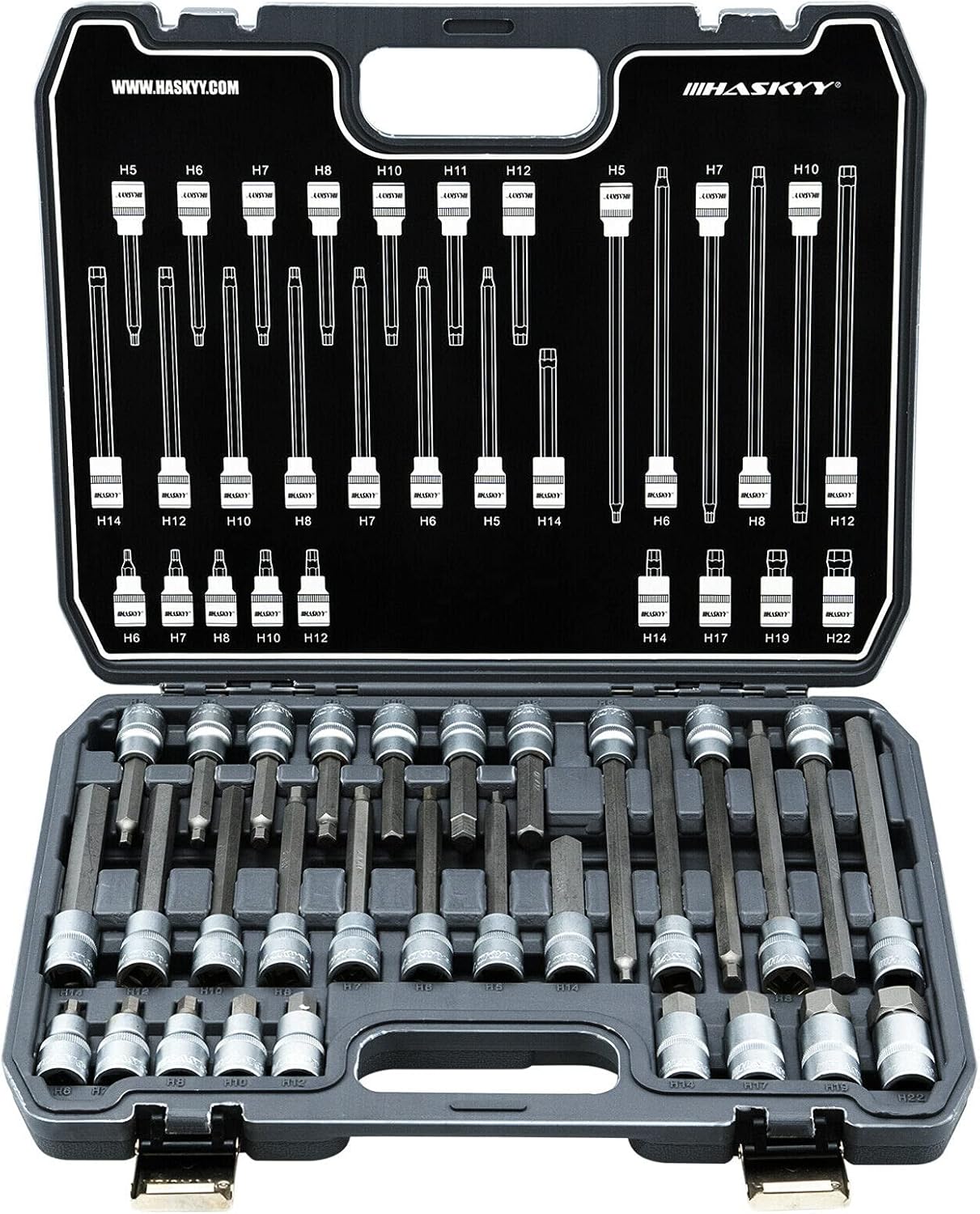 Set di chiavi a bussola esagonali H5-H22, 30 pezzi, per viti a brugola - immagine 1