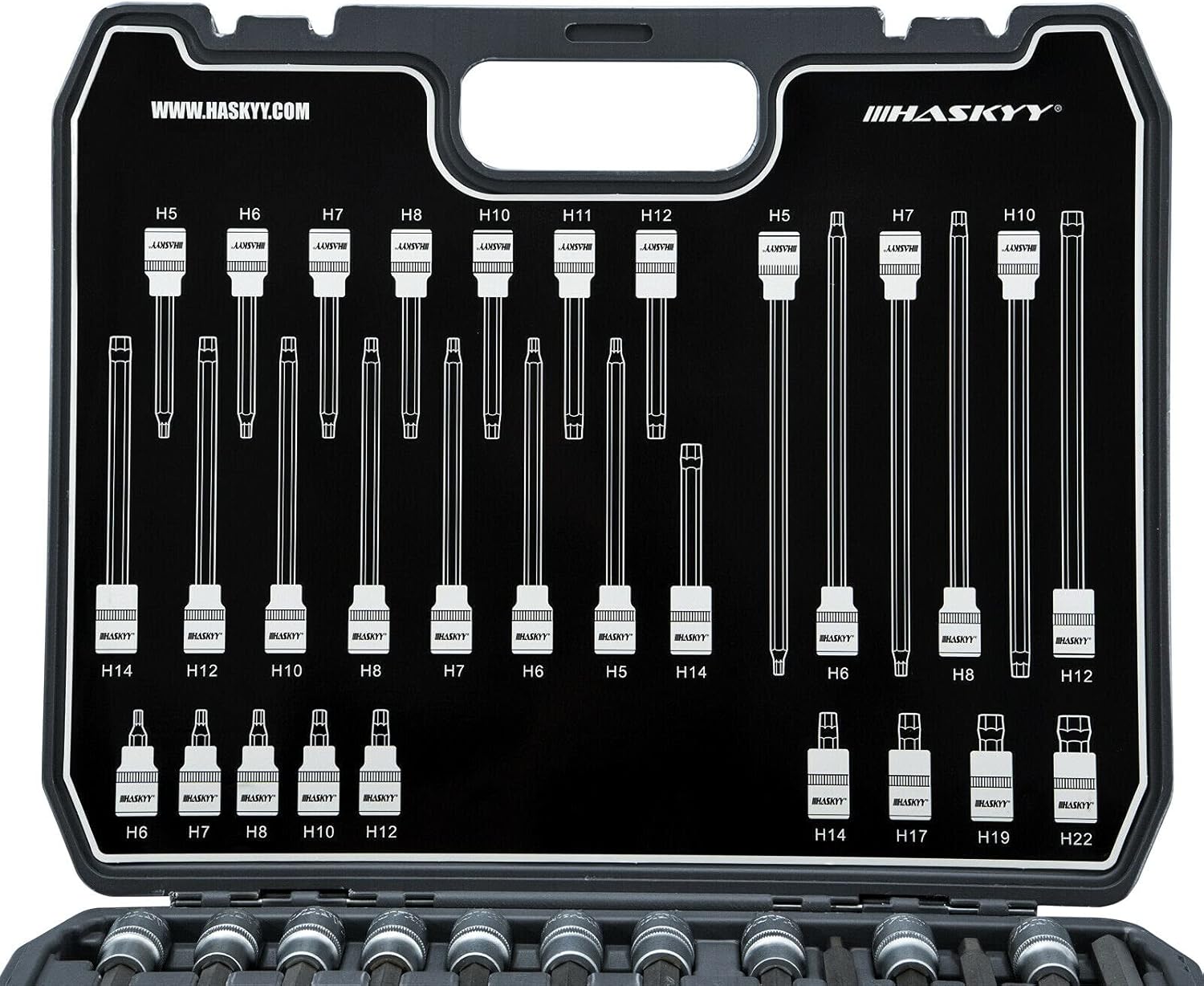 Set di chiavi a bussola esagonali H5-H22, 30 pezzi, per viti a brugola - immagine 3