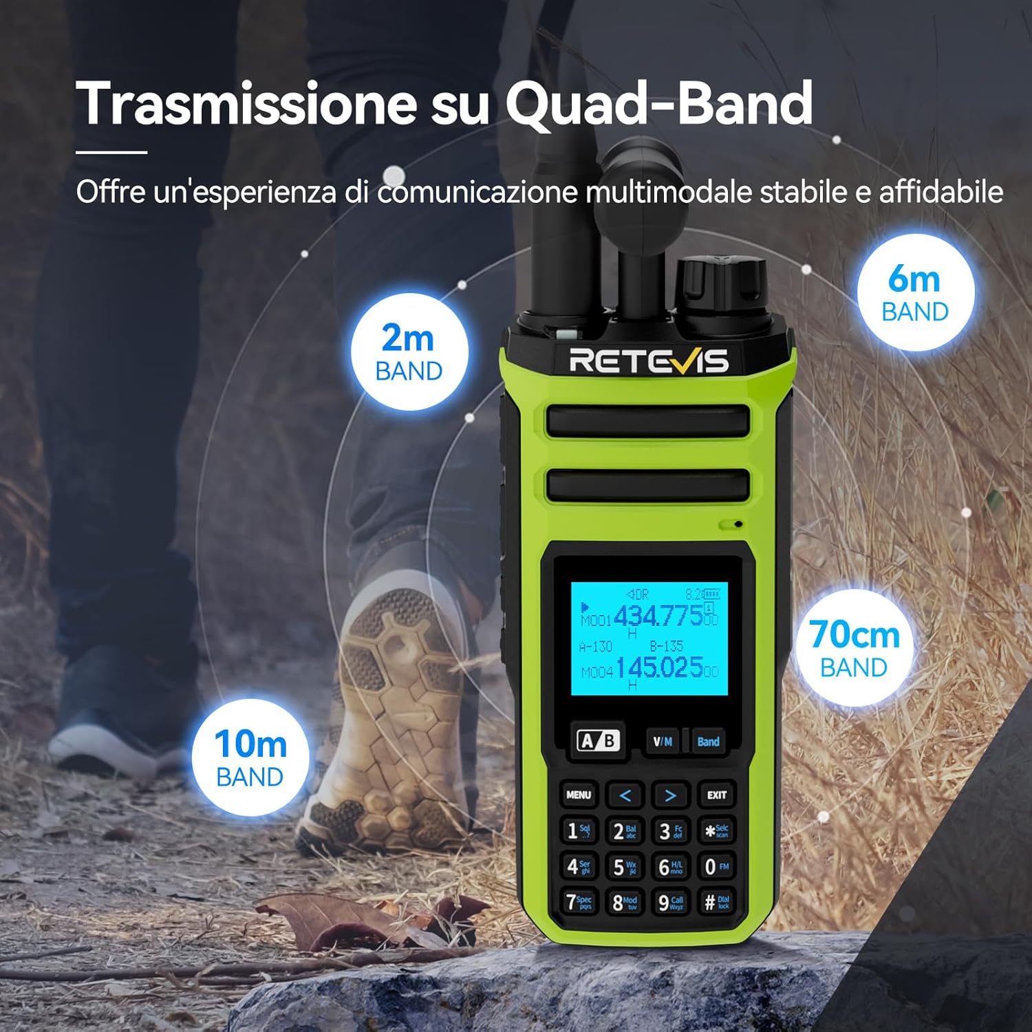 Retevis A3 Radio Bidirezionale Quad-Band per Adulti (2 Pezzi) - immagine 2