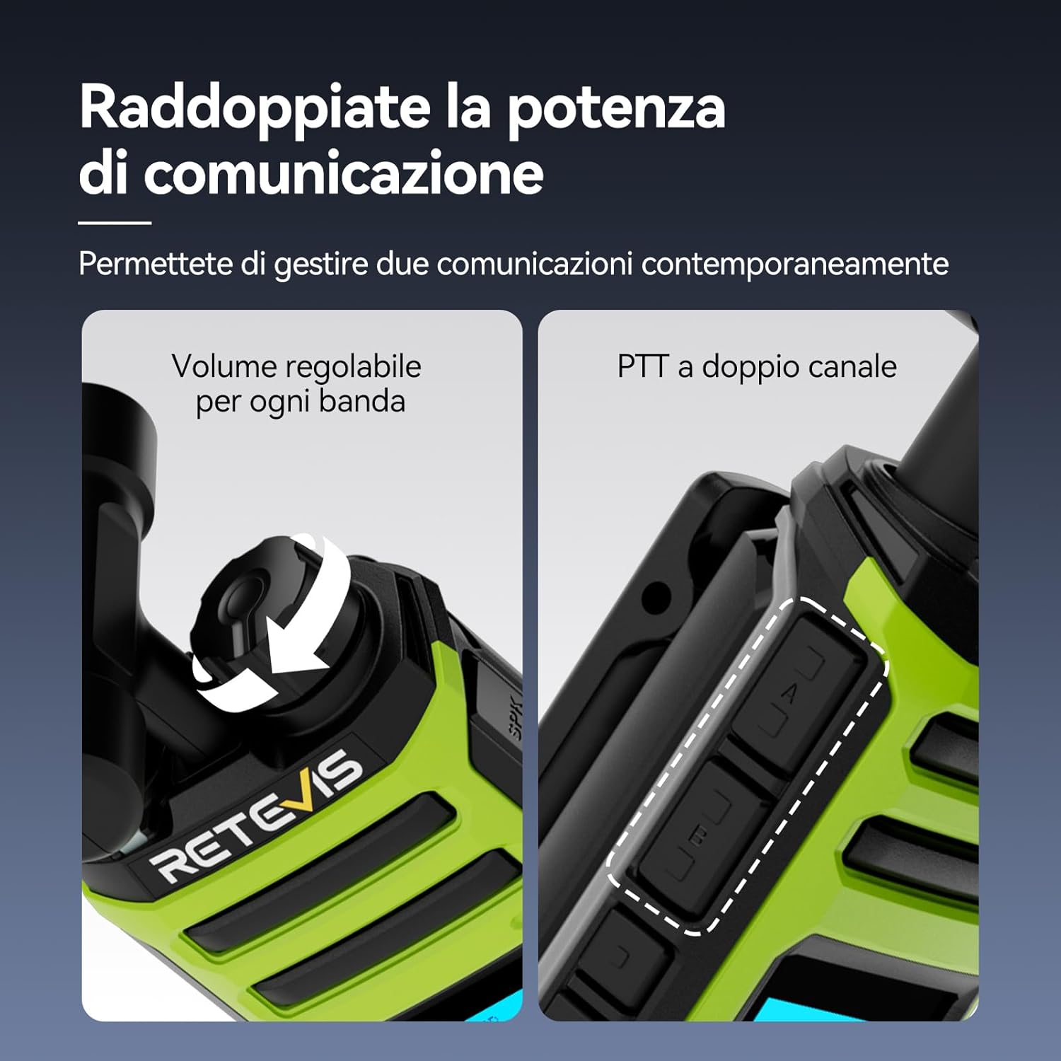 Retevis A3 Radio Bidirezionale Quad-Band per Adulti (2 Pezzi) - immagine 4