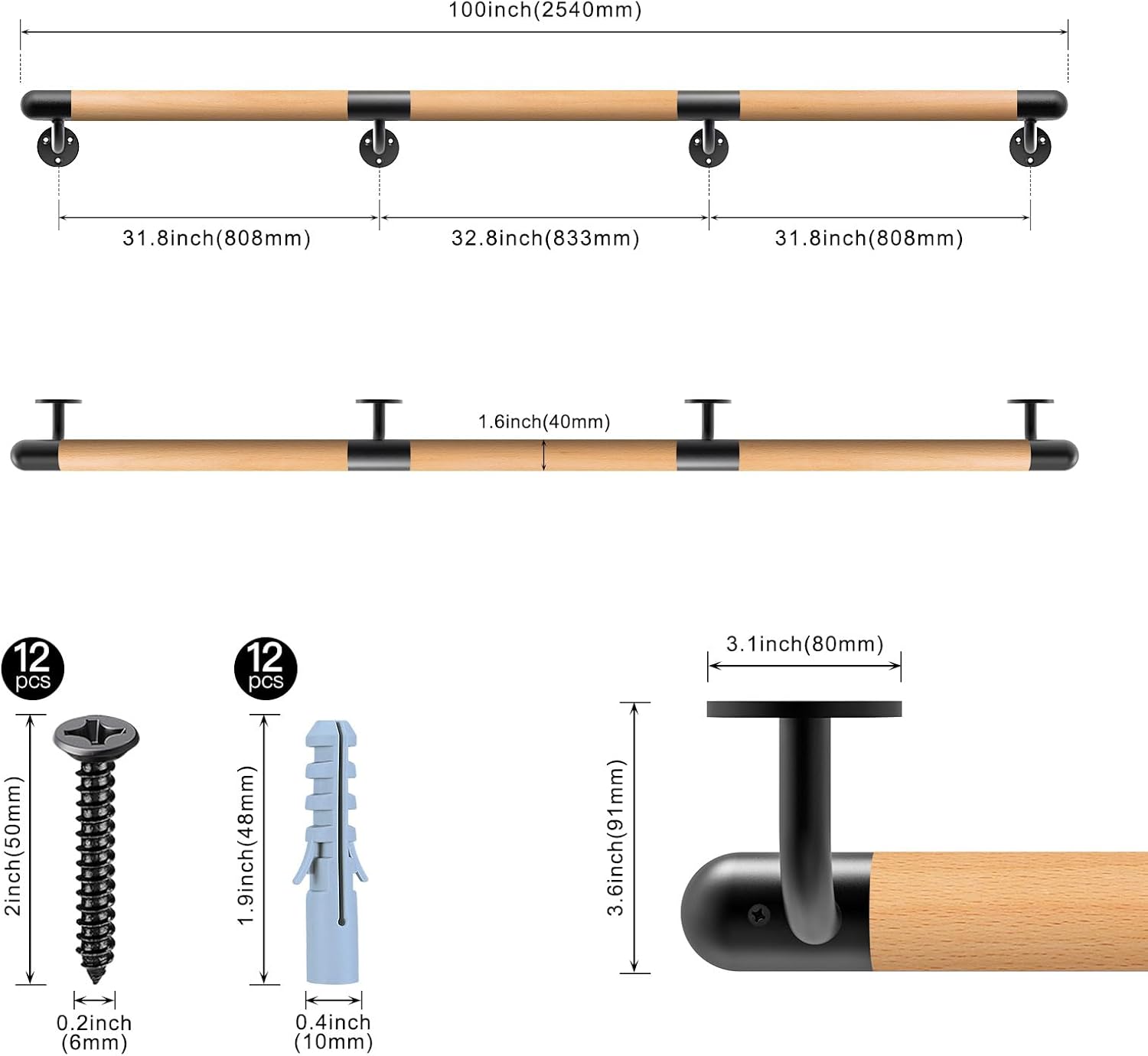 Dolibest Corrimano in Legno 250cm per Scale Interne - immagine 6