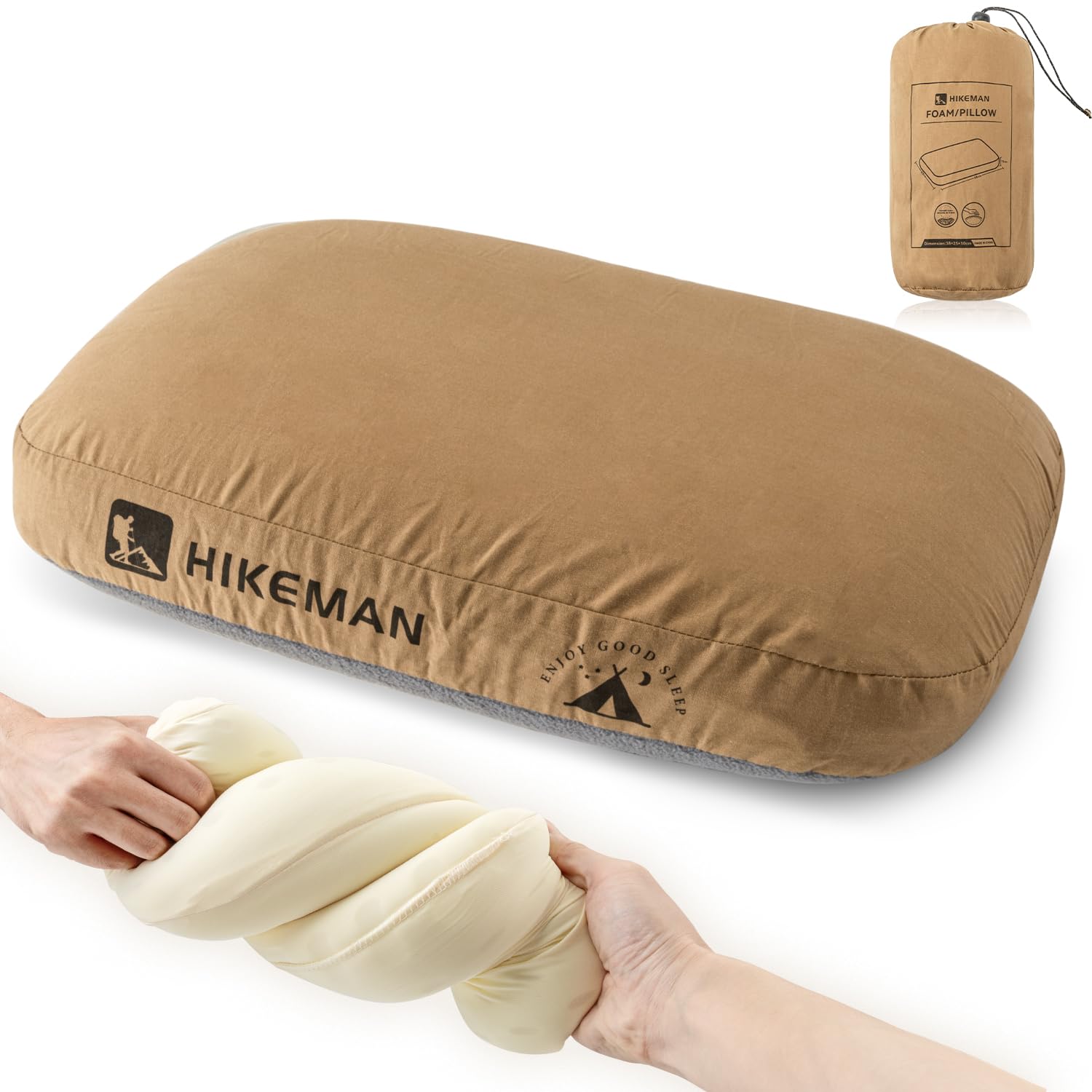 Hikeman Cuscino da Campeggio in Memory Foam, Marrone