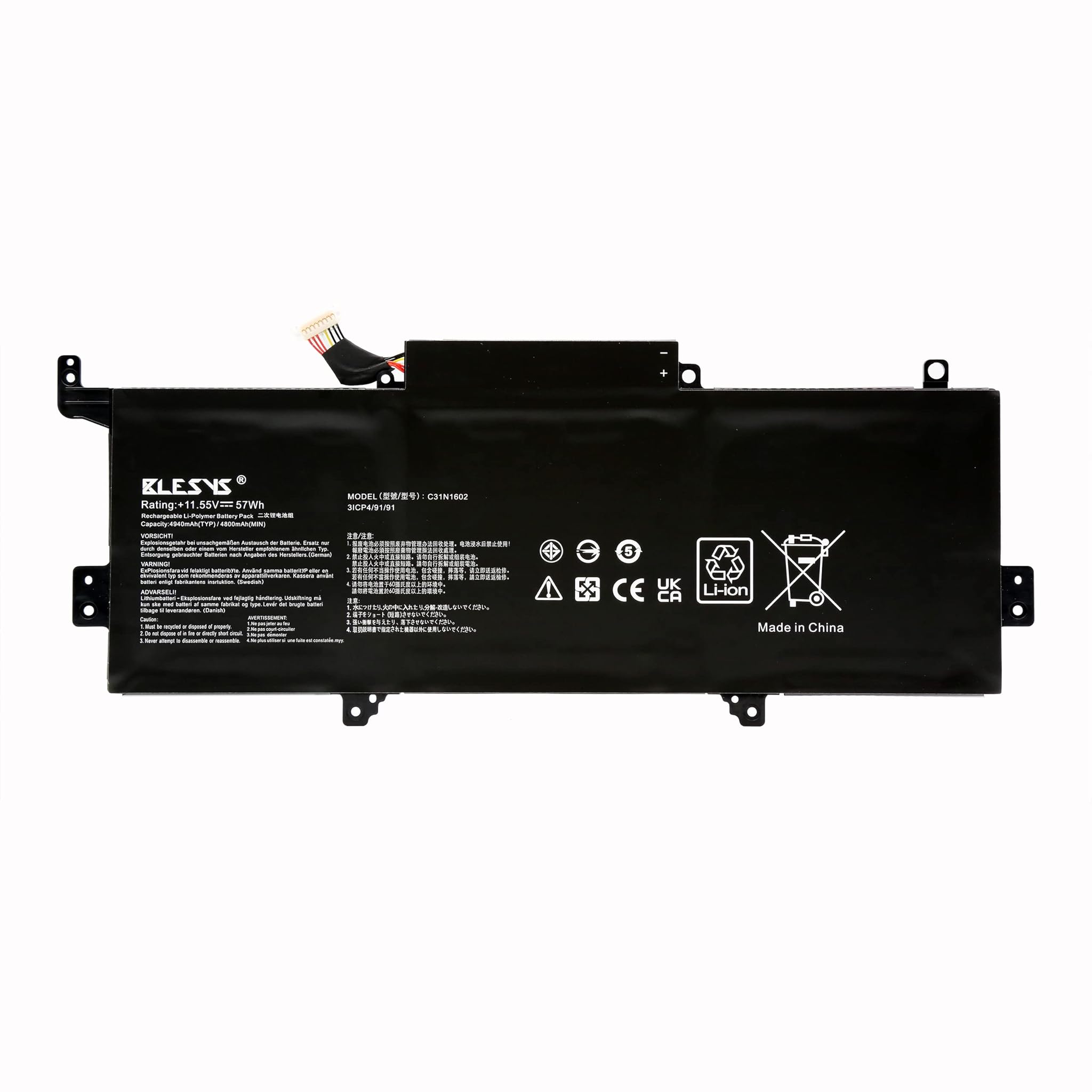 Blesys Batteria C31N1602 per ASUS Zenbook UX330U 57Wh