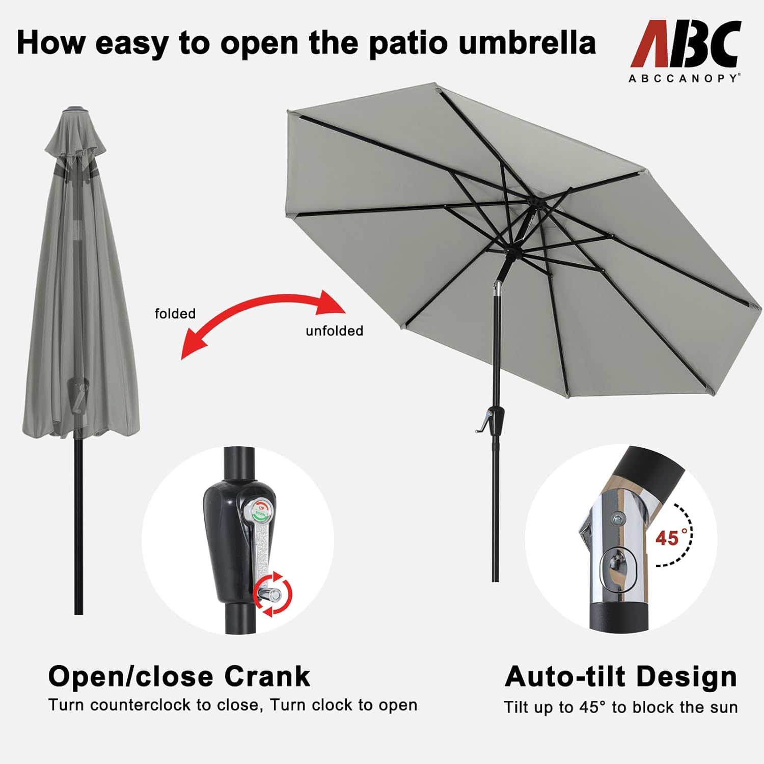 Abccanopy Ombrellone con Pulsante Inclinazione - immagine 5